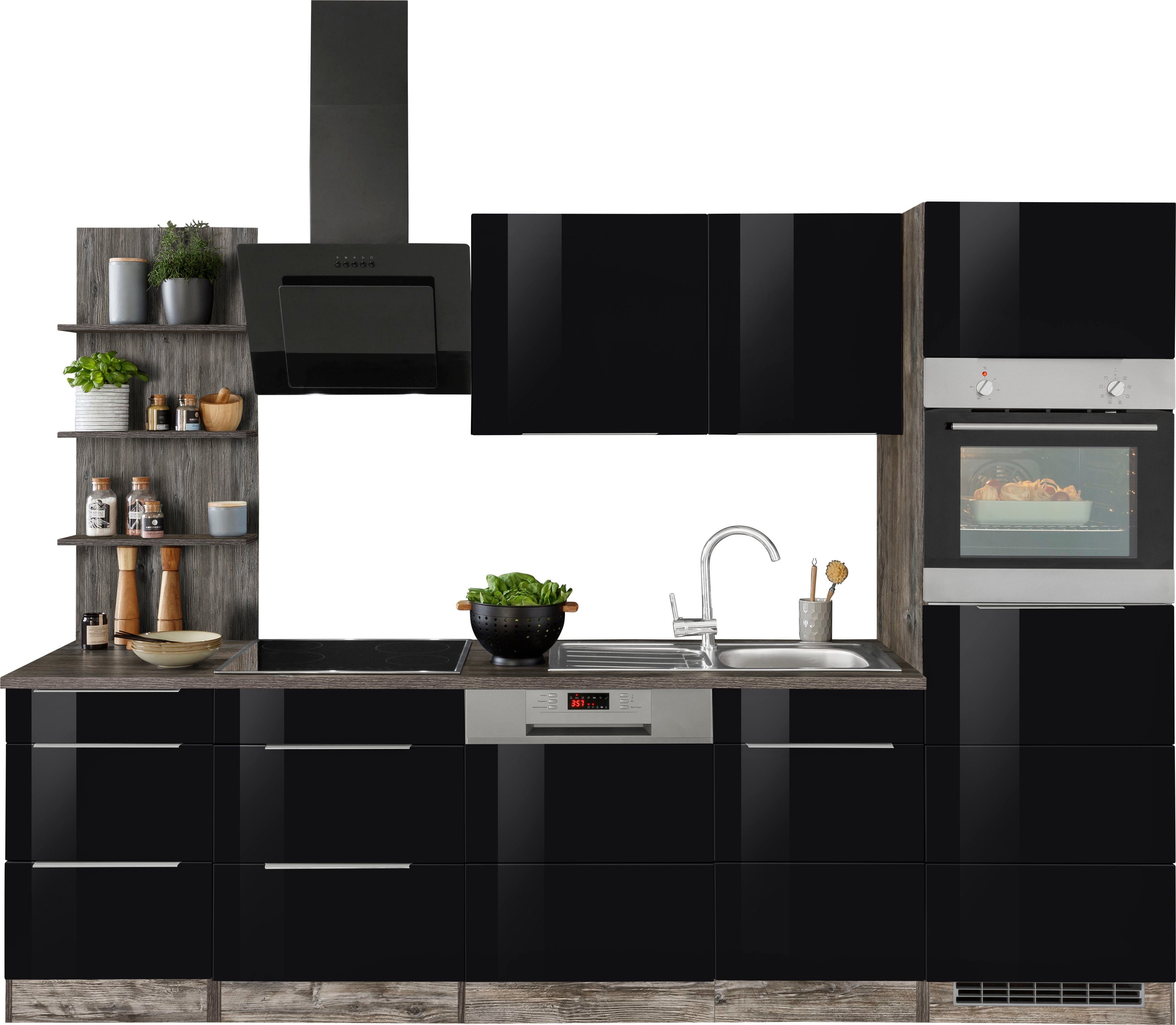 HELD MÖBEL Küchenzeile Brindisi, ohne Geräte, Breite 280 cm, hochglänzende  MDF-Fronten | Küchenzeilen mit Geräten