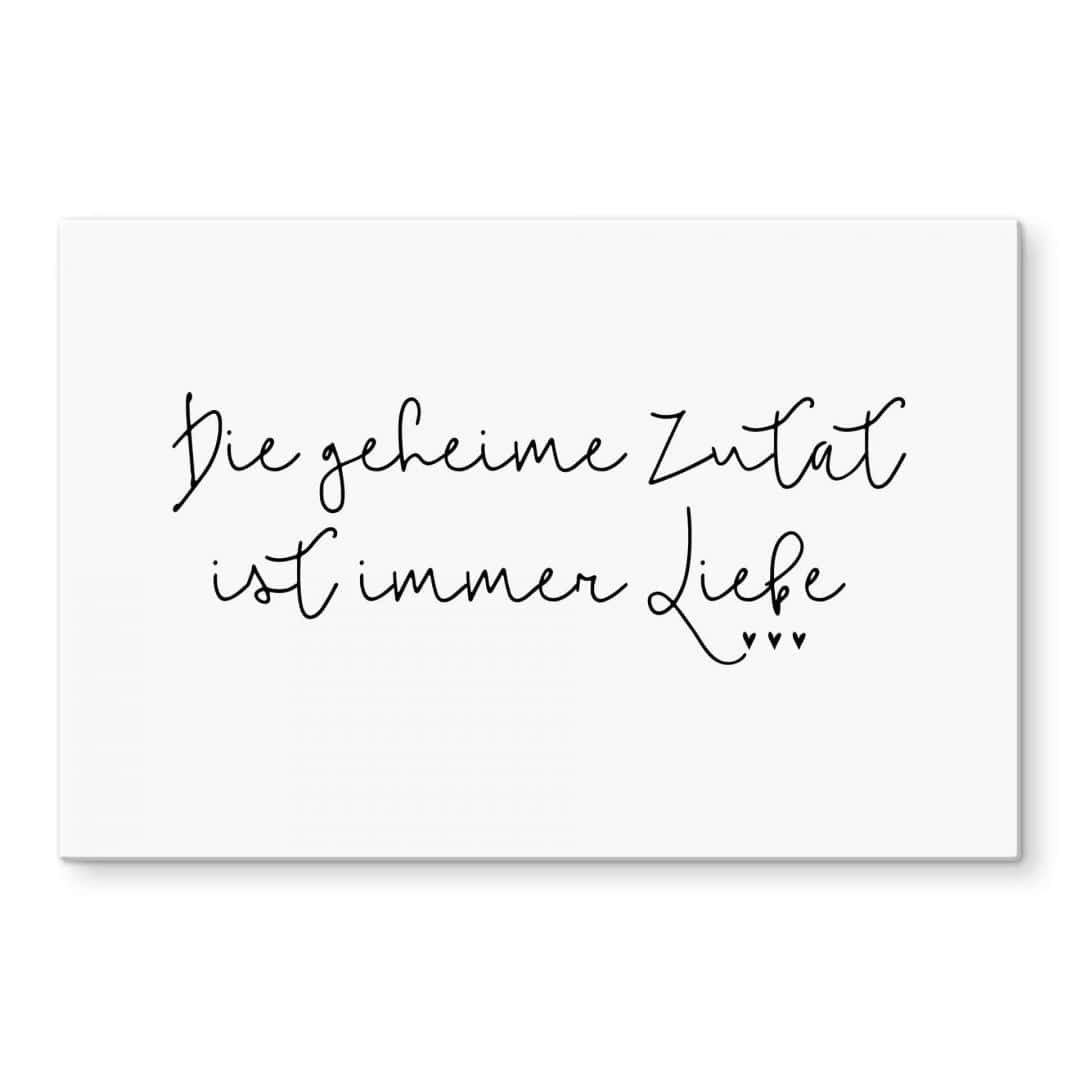K&L Wall Art Spritzschutz Herd Küchenrückwand Weiß Schwarz Schriftzug Geheime Zutat