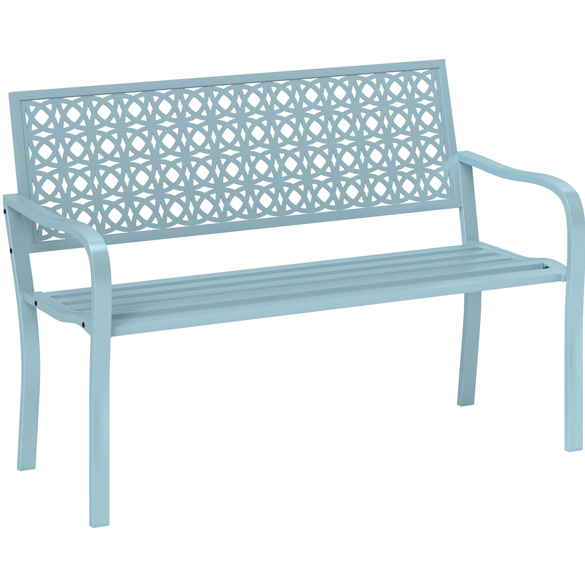 OKWISH Gartenbank 2-Sitzer Gartenbank 127x63x85 cm Blau wetterfest bis 240 kg (Packung, 1-St., Parkbank Gartenmöbel für Terrasse, stabil & komfortabel Outdoor), Sitzbank mit Rücken- & Armlehnen, robust für Garten & Balkon