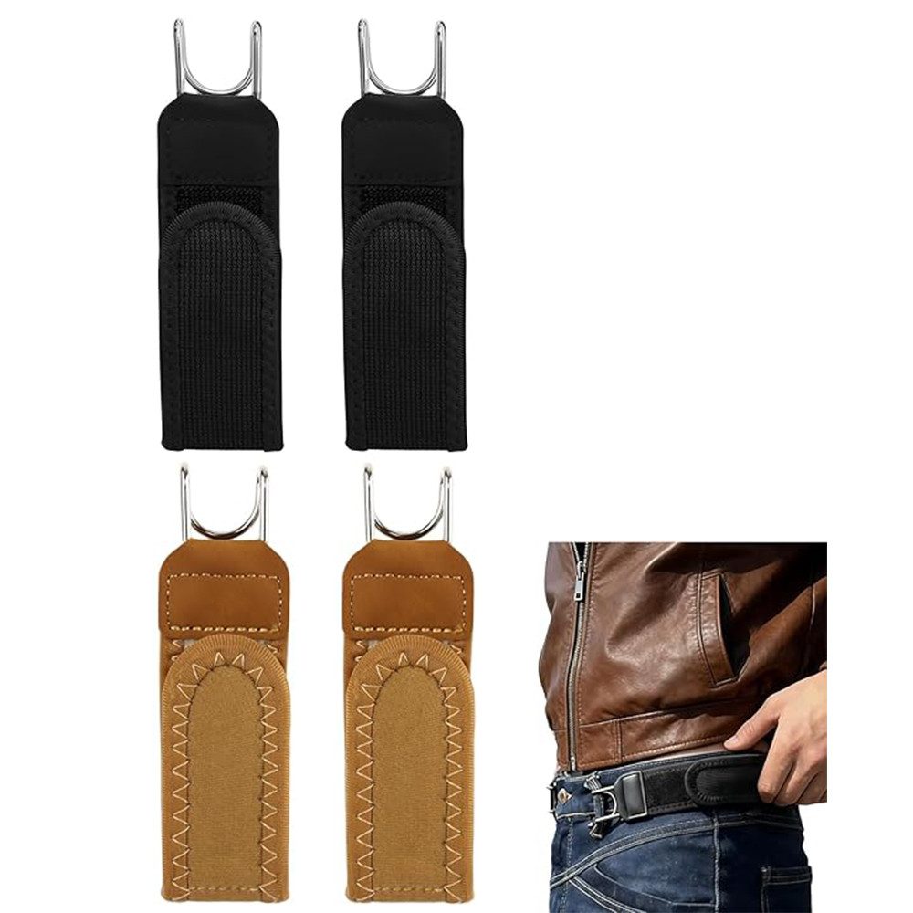 AFKSMILE Ledergürtel 4 Stück Gürtel ohne Schnalle, Elastischer Gürtel für Herren & Damen Hosengürtel mit Metallhaken & Klettverschluss, Verstellbar, Unsichtbar