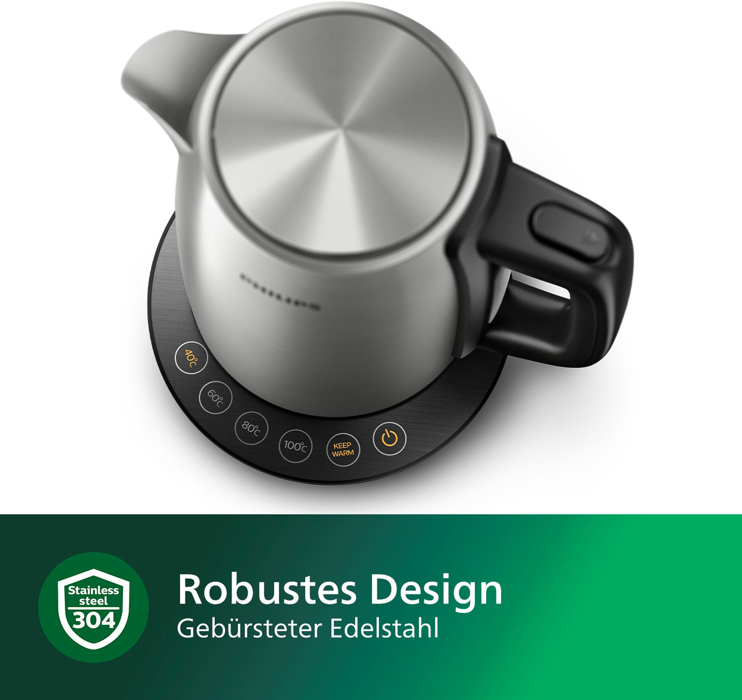 Philips Wasserkocher HD9359/90 Avance Collection, 1,7 l, 2200 W, Trockengehschutz, mit 4 Temperatureinstellungen – Bild 4 von 5