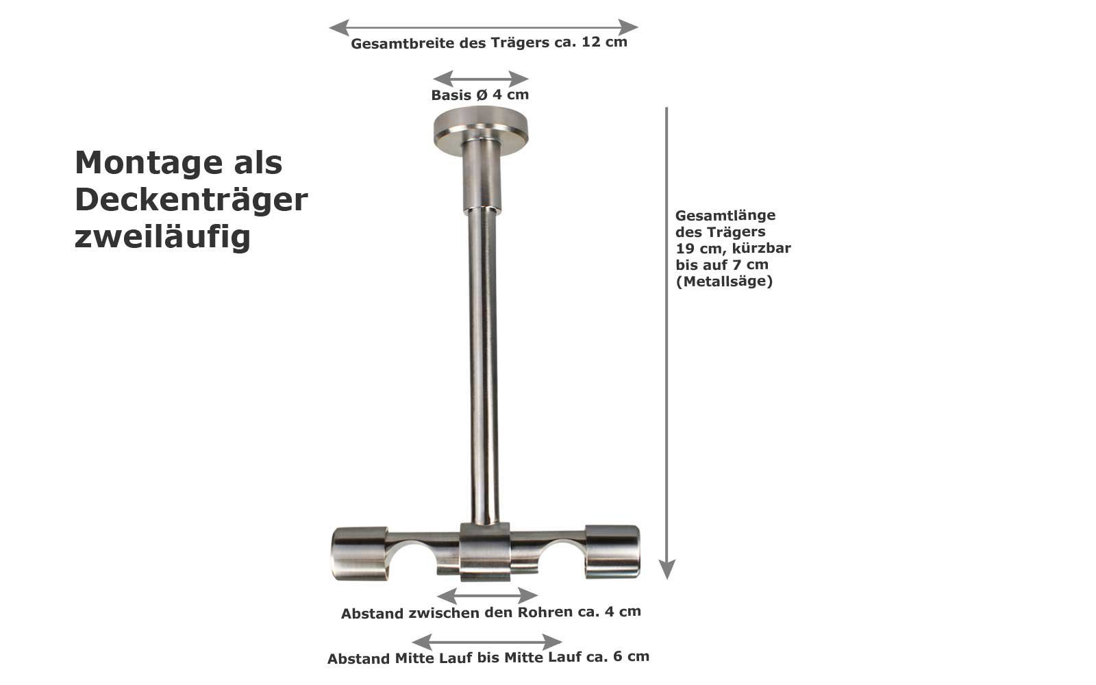 iso-design Gardinenstange Innenlauf 2-läufig Deckenmontage 20 günstig online kaufen