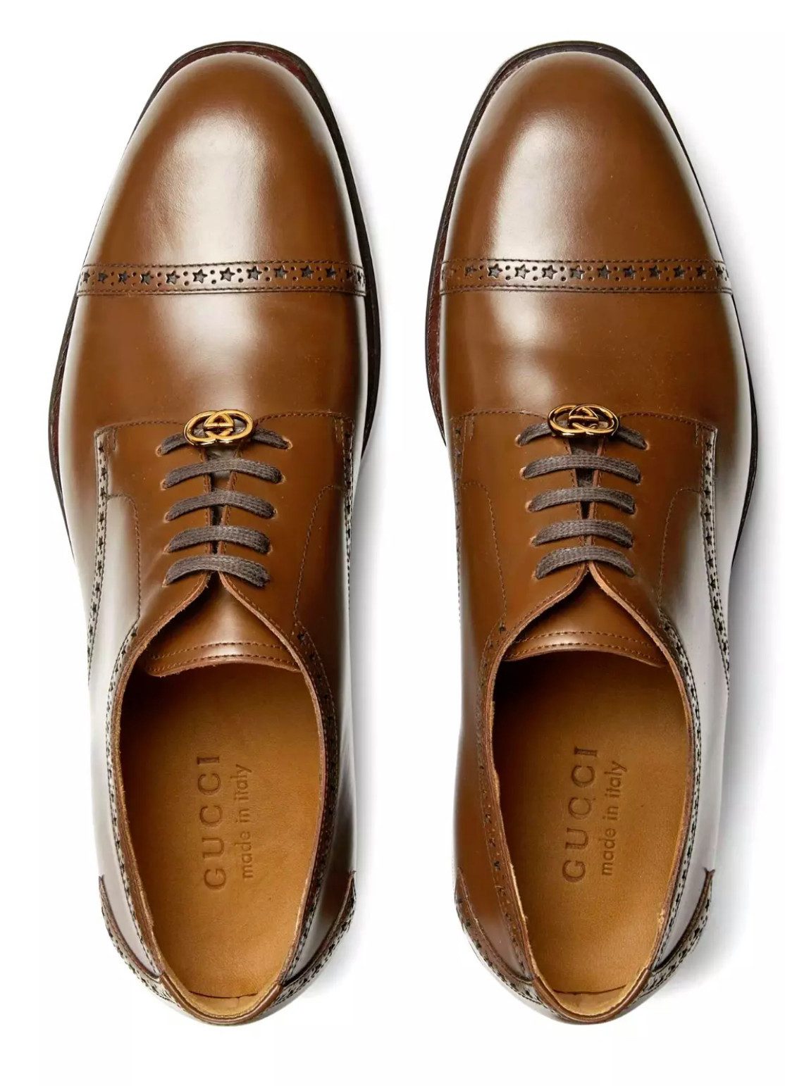 GUCCI Interlocking Derby Schuhe Mit Goodyear-Rahmen Schnürschuh GG-Logo-Detail und filigrane Brogue-Details
