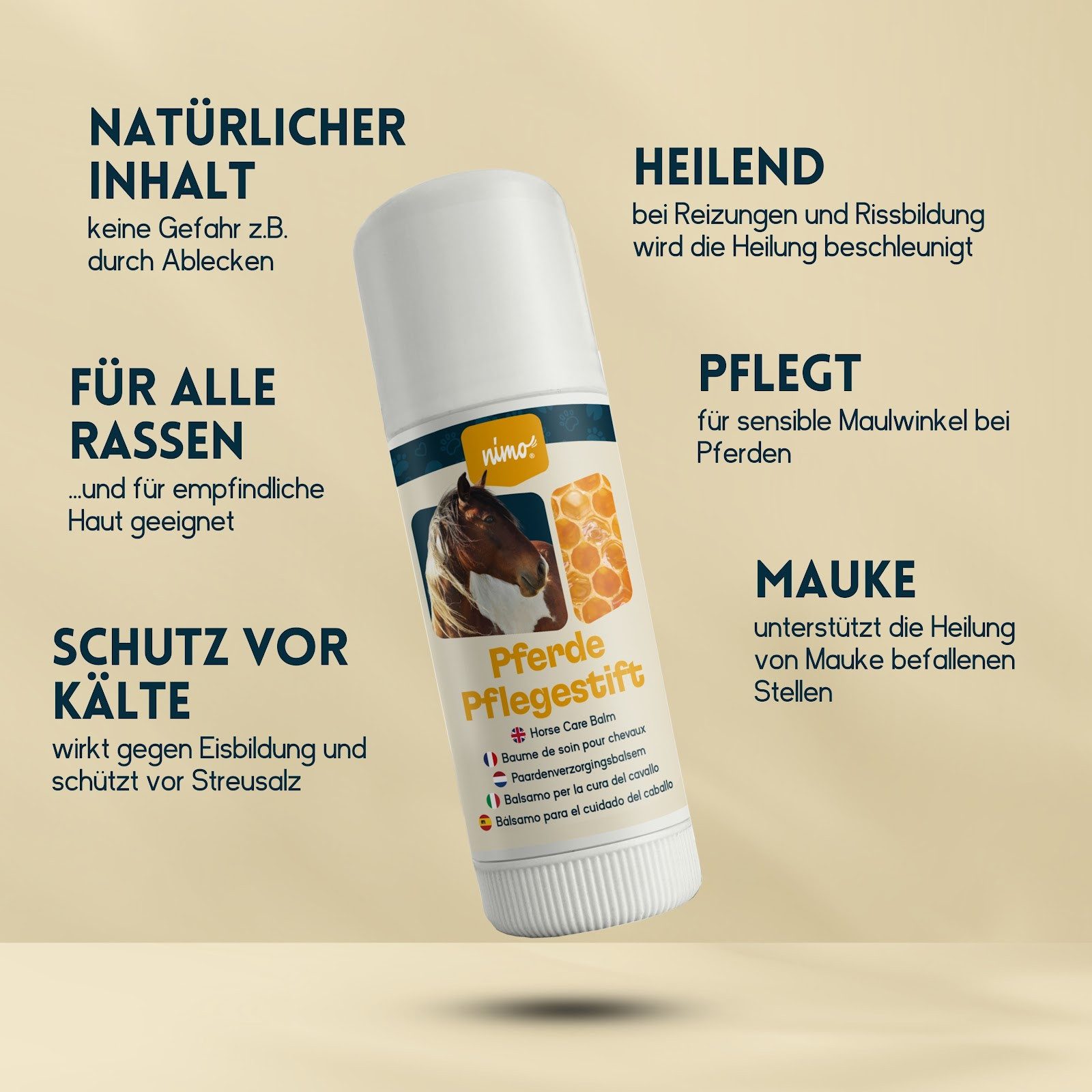 nimo Gesichts- und Körperspray Pferde Pflegestift, 1-tlg., für Mauke an an den Fesselbeugen