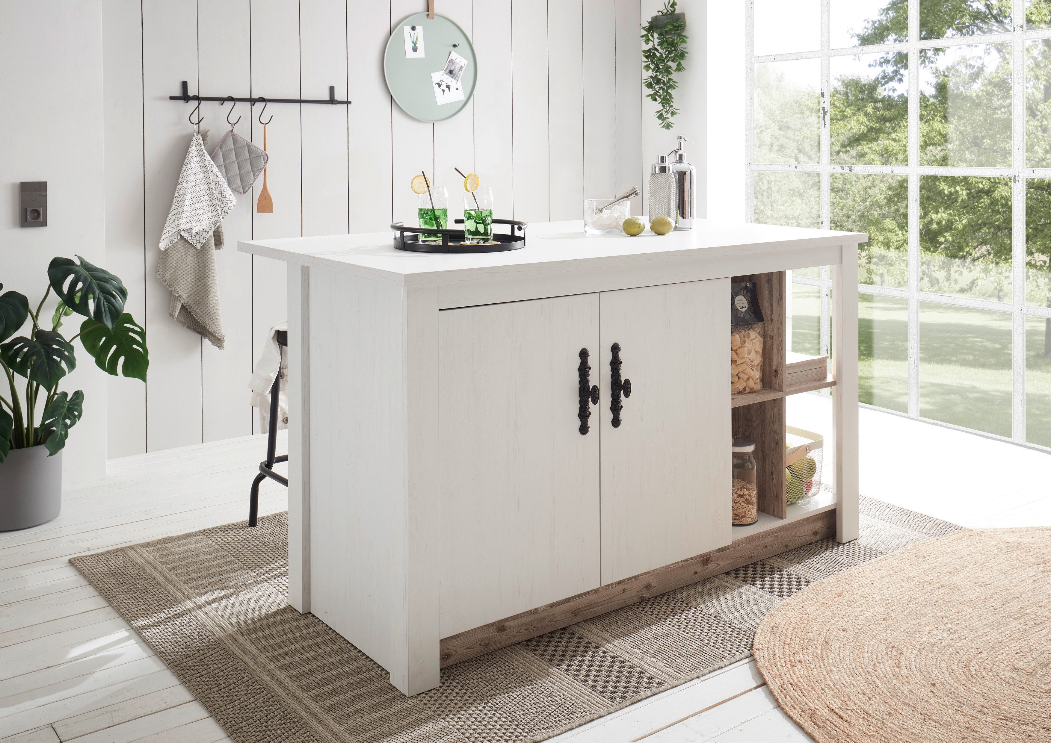 Home affaire Kücheninsel Florenz, Küchenblock in Pinie Weiß, Kochinsel, Küc günstig online kaufen