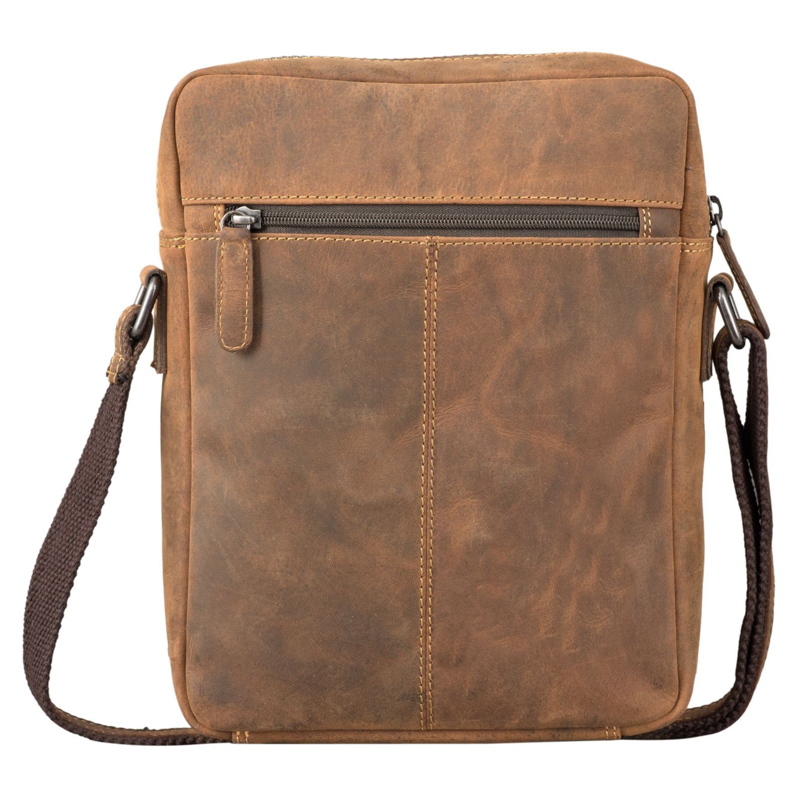 tan Bag dunkelbraun Vintage Messenger - Herrentasche STILORD Leder Messenger "Fox" Bag