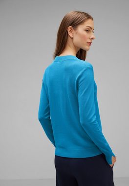 STREET ONE V-Ausschnitt-Pullover aus softem Materialmix