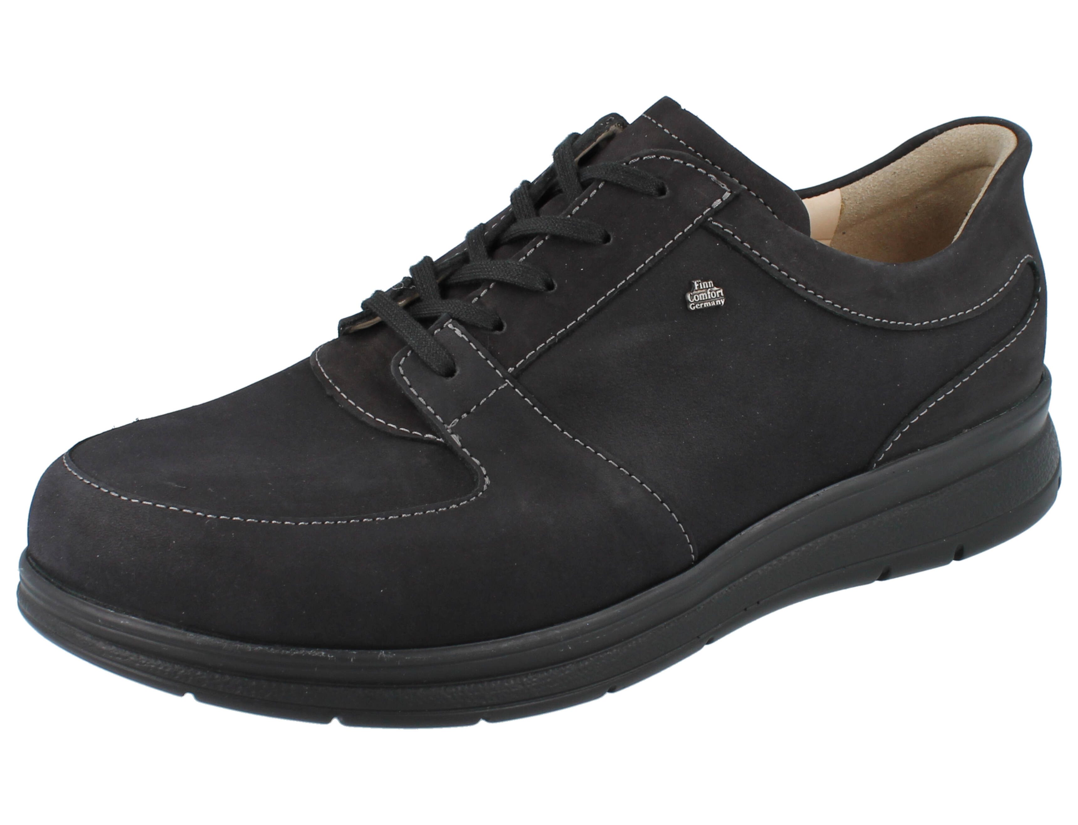 FINN COMFORT Royan Damen Schnürhalbschuhe schwarz Nubukleder - Größe: Schnürschuh