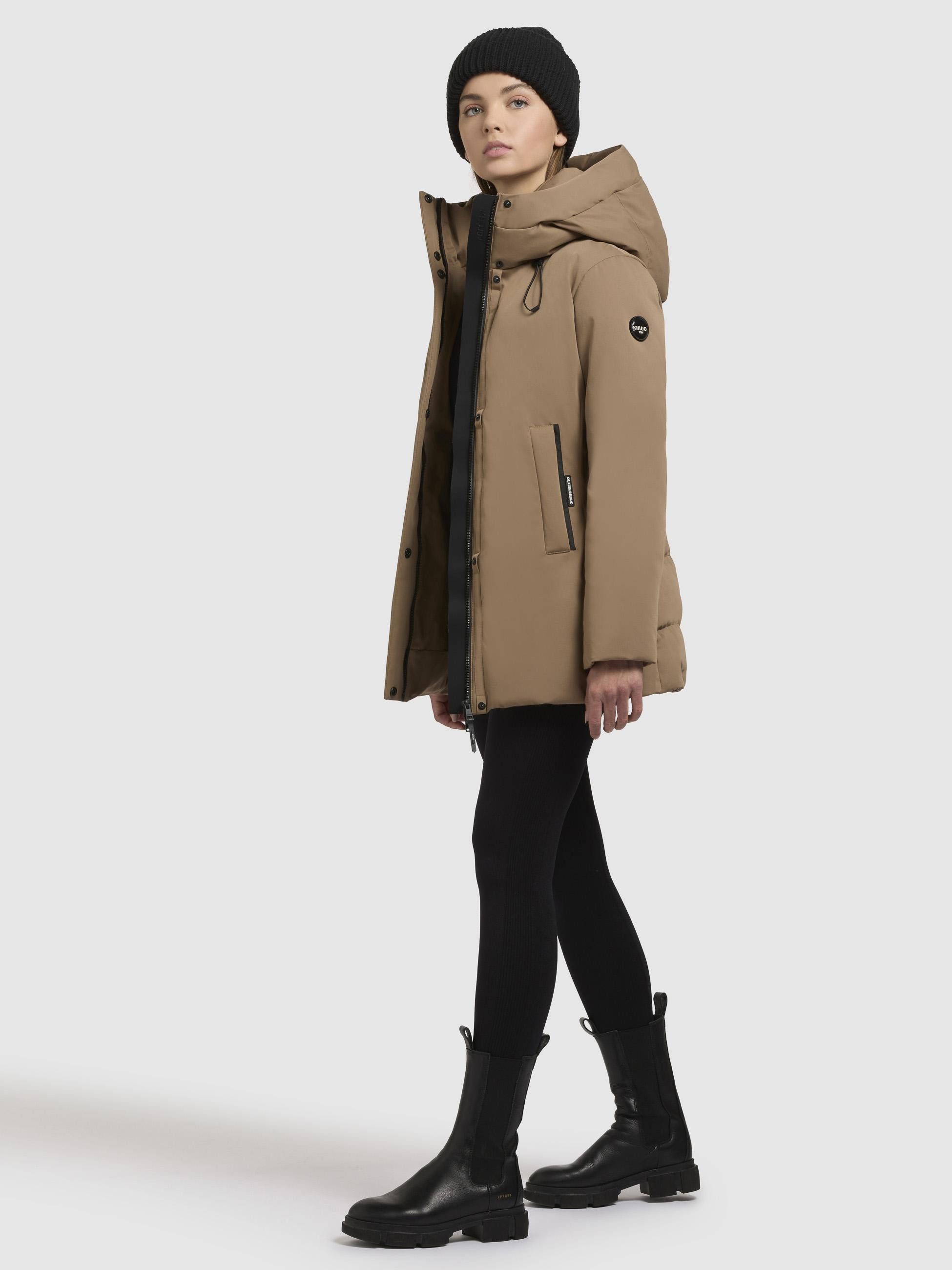 khujo Winterjacke Palla-YM Damen Wintermantel mit verstellbarer Kapuze