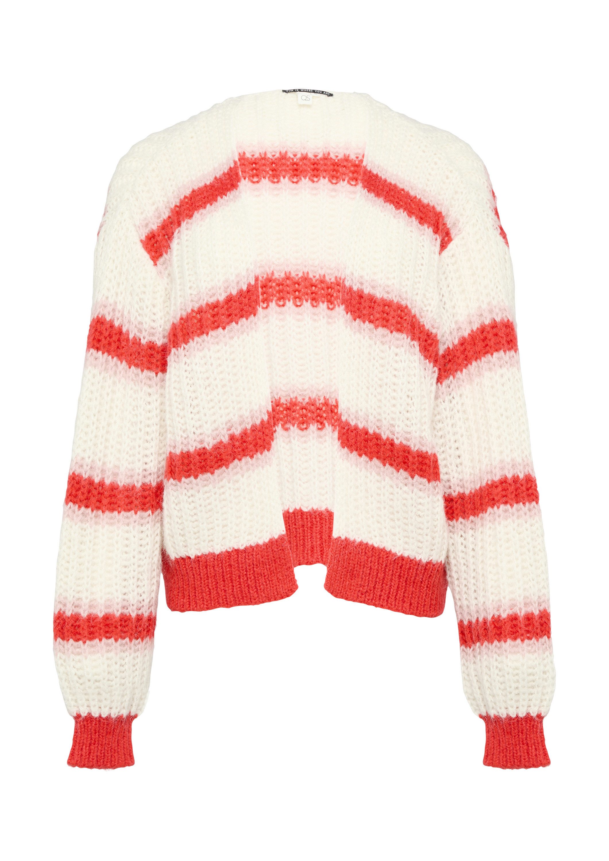 QS Cardigan Strickjacke Offene Strickjacke mit Blockstreifen günstig online kaufen