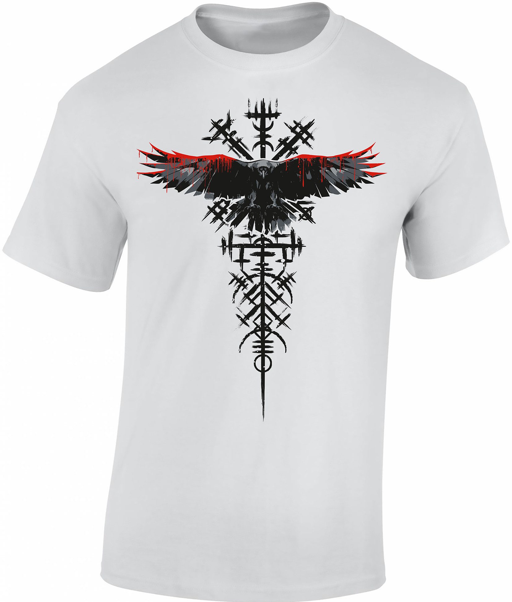Baddery Print-Shirt Wikinger T-Shirt: „Blutrabe“ - Viking Shirt - Nordisches Raben Shirt, hochwertiger Siebdruck, auch Übergrößen, aus Baumwolle