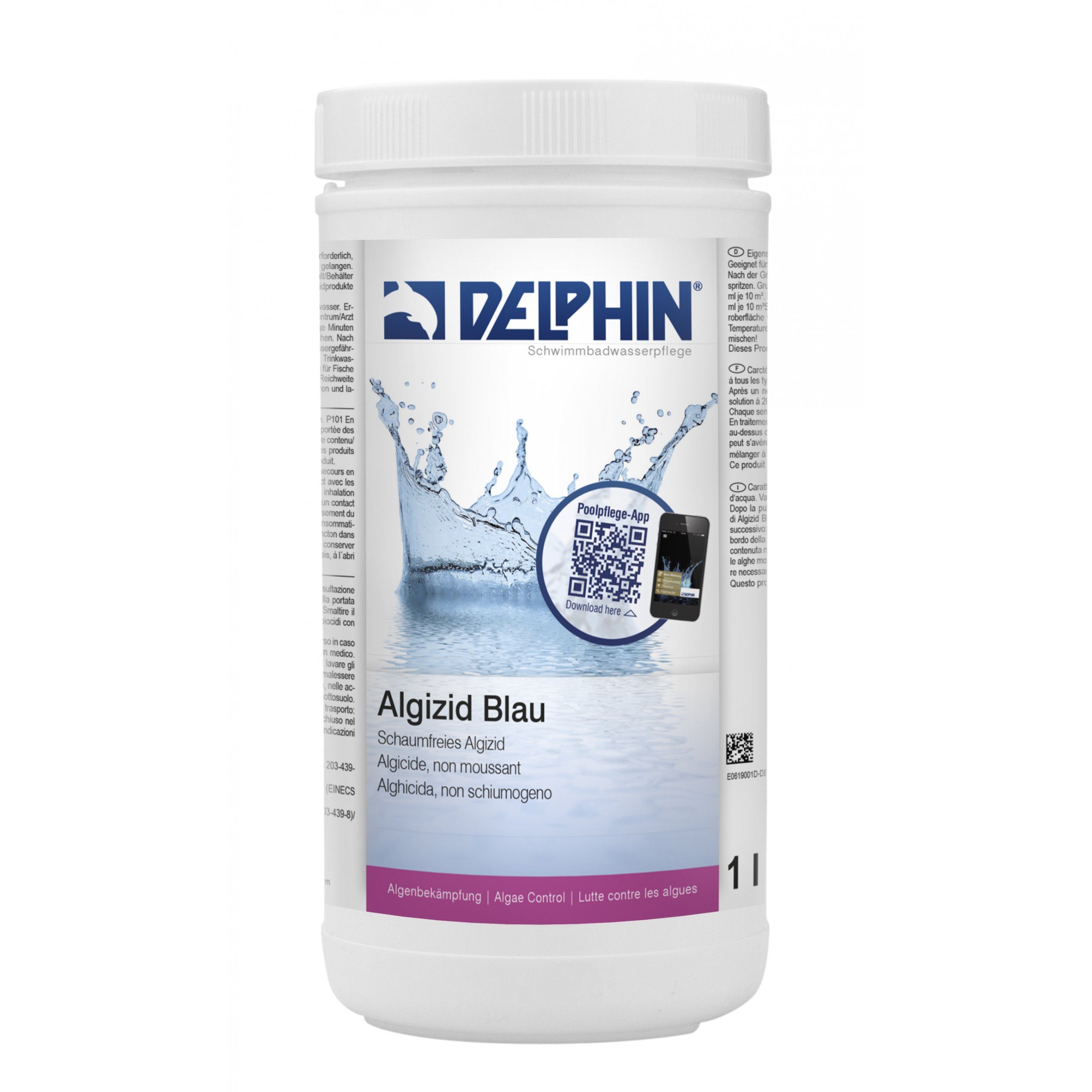 Chemoform Poolpflege Delphin Algizid blau 1 L Algenverhütung 1 Liter Algizid Algenmittel