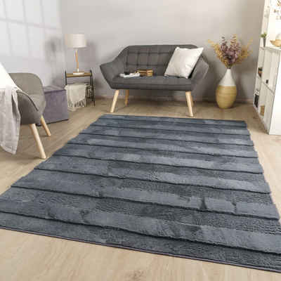 Hochflor-Teppich Wohnzimmer Esszimmer Schlafzimmer Flauschig Weich, TT Home, Läufer, Höhe: 26 mm