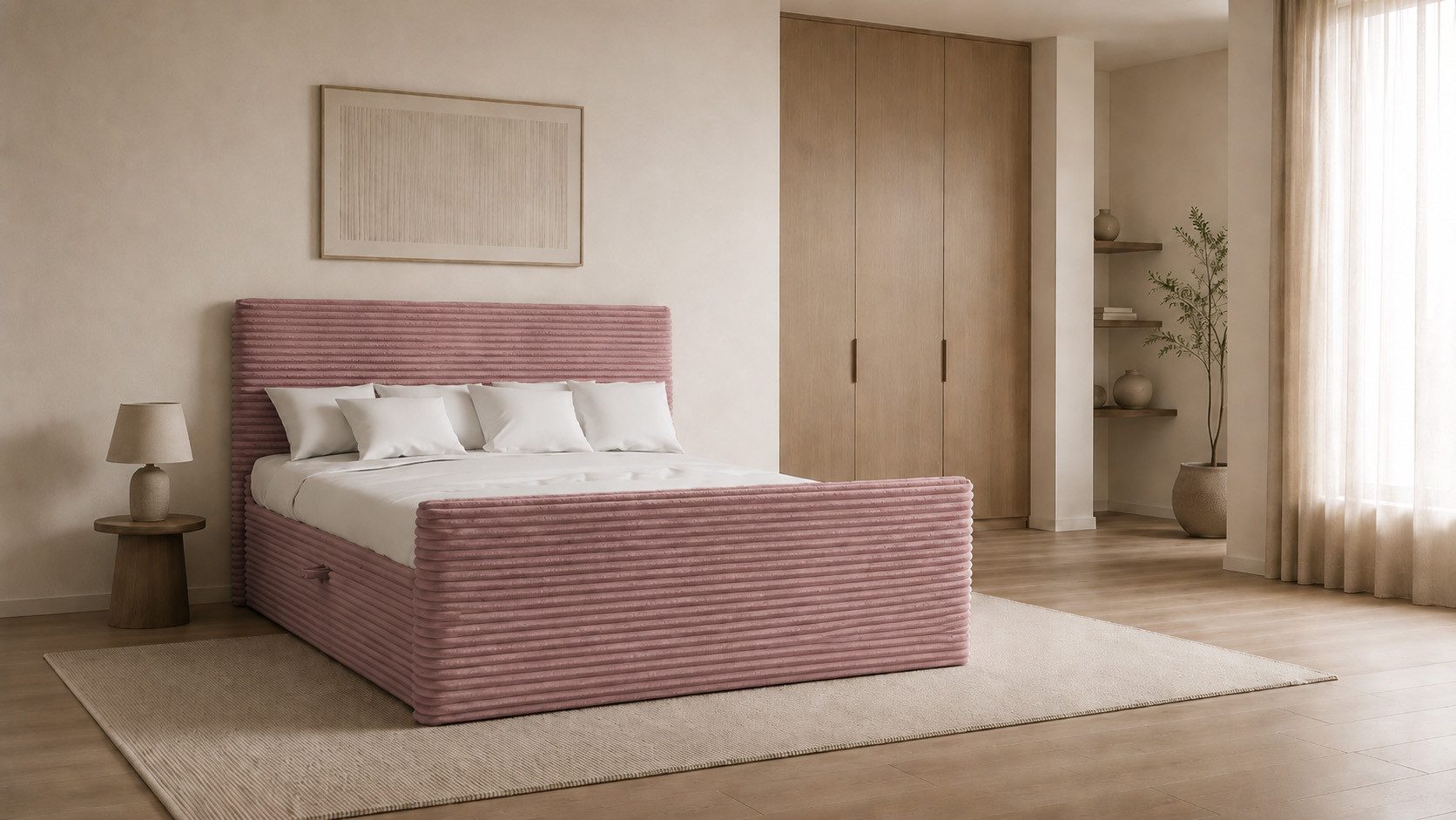 Kaiser Möbel Boxspringbett Trento mit Bettkasten, Topper und Bonellmatratze, VELO Stoff (Komplett-Set (Bettgestell, Matratze, Topper), mit Topper mit Bettkasten antibakterieller Bezug einfache Montage