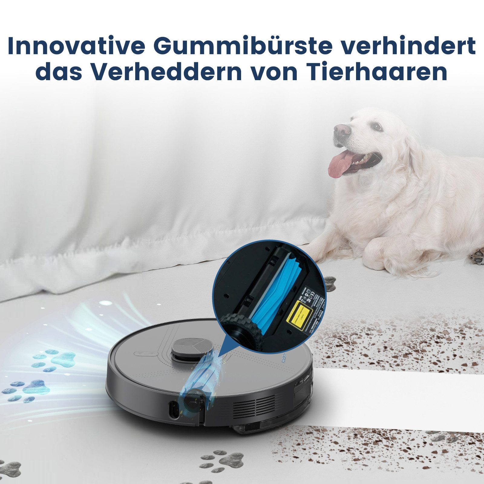 AIRROBO Saugroboter L50+ Roboterstaubsauger mit Wischfunktion und Absaugstation, 55 W, 10000 Pa Saugkraft, 75 Tage freihandige Reinigung, LDS-Navigation, Antitangle-Gummibürste, ideal für Tierhaare, 240 Min. Laufzeit