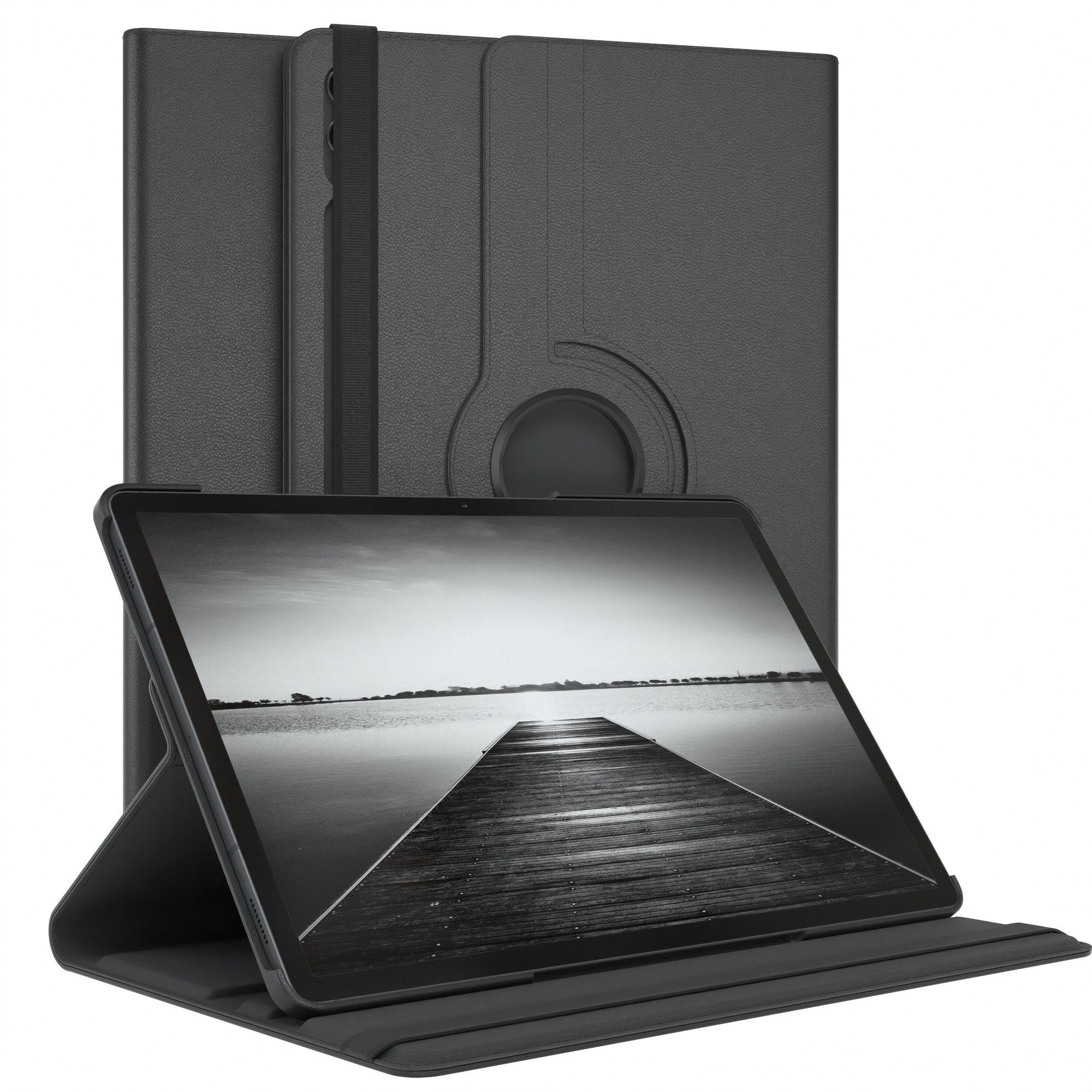 EAZY CASE Tablet-Hülle Rotation Case für Galaxy Tab S9 Plus Rotationcase 12,4 Zoll, Hülle 360° drehbar mit Standfunktion Etui Anti-Kratz Tasche Schwarz