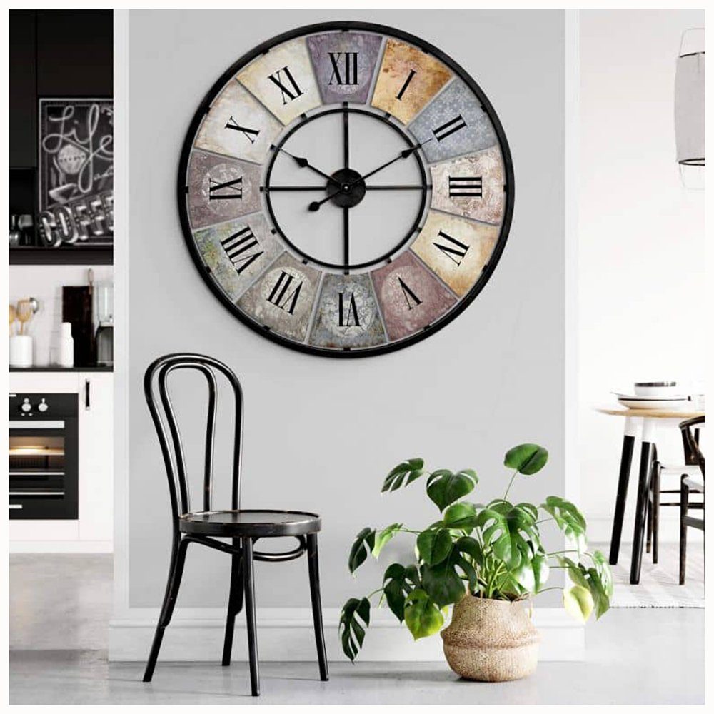 (Used 80cm Metalluhr, oder Metall Vintage Quarz Look Retro Art Uhr Bunt Küche Wanduhr leises Wanduhr Wohnzimmer Wall Große K&L Uhrwerk) 50cm