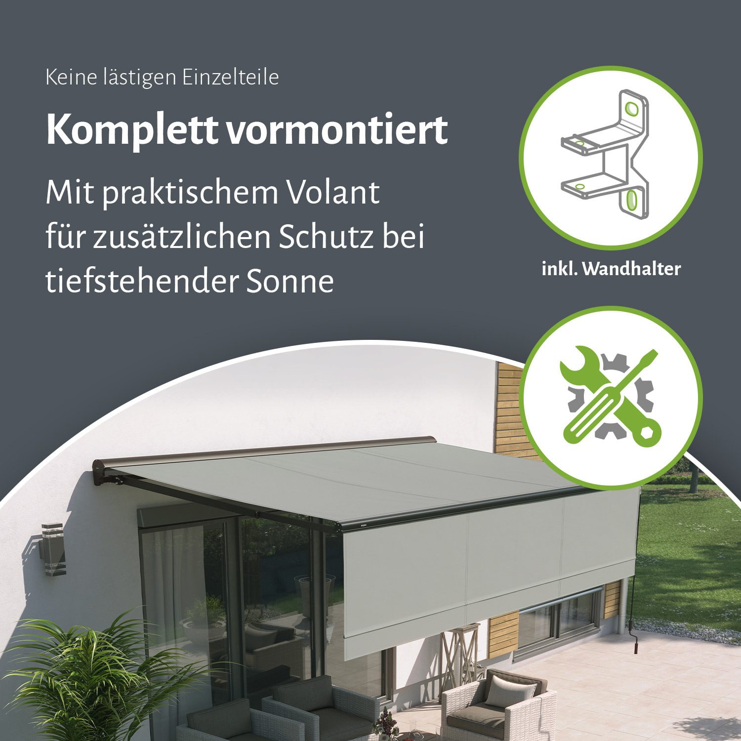 empasa Kassettenmarkise "EXPERT" Elektrische Halbkassettenmarkise mit ausfahrbarem Volant