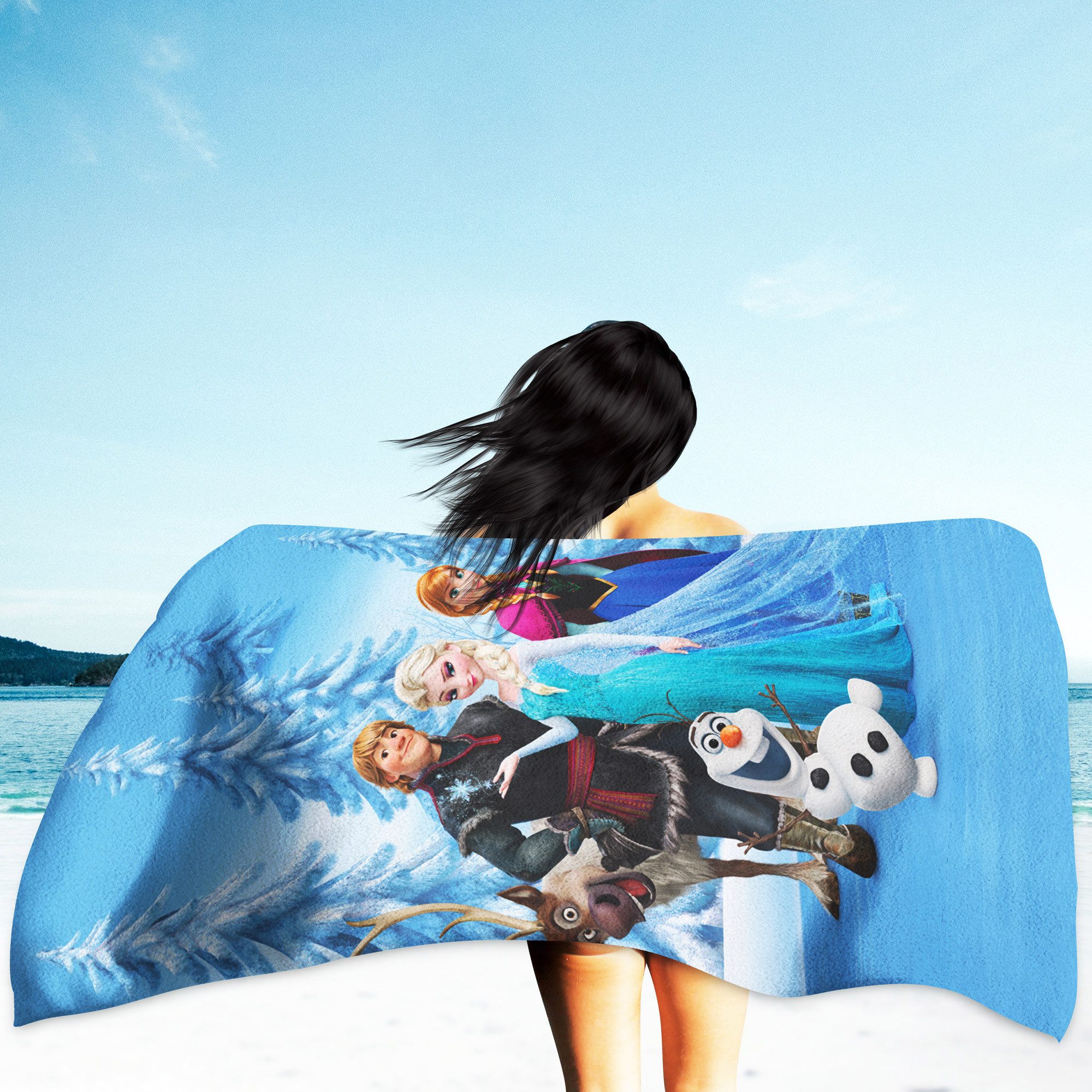 BERONAGE Strandtuch Frozen die Eiskönigin Badetuch Sven 75x150 cm, 100% Baumwolle (1-St), Frottee in Velours-Qualität – Bild 4 von 5
