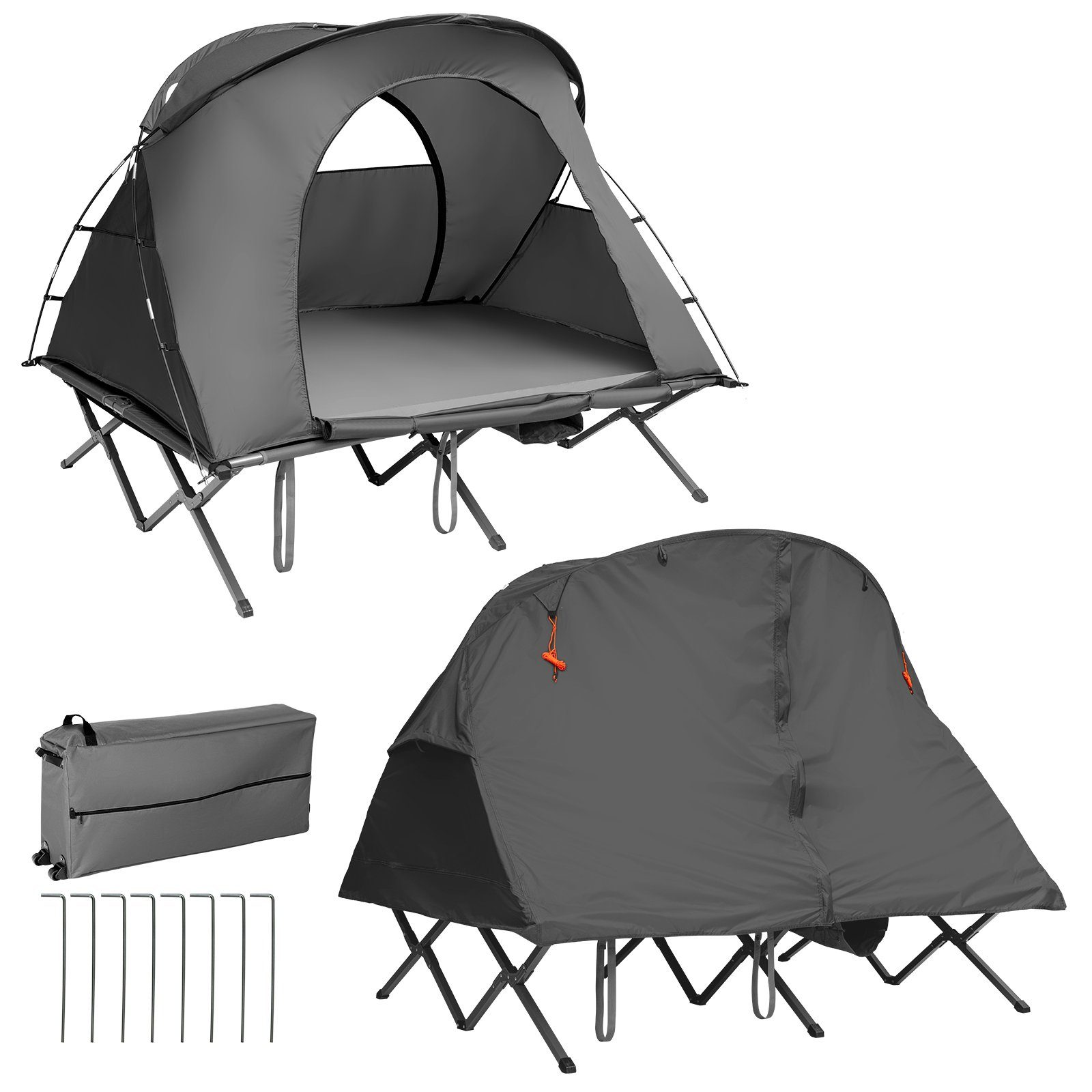 COSTWAY Kuppelzelt Campingzelt, Personen: 2, mit Tasche grau