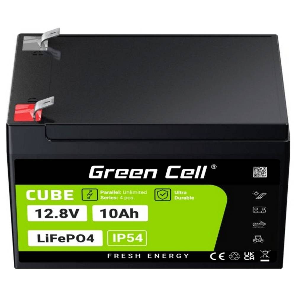 Green Cell Akku 10Ah 12.8V 128Wh Lithium-Eisen-Phosphat Batterie GC-LFPGC12V10AH Akku, Flachstecker