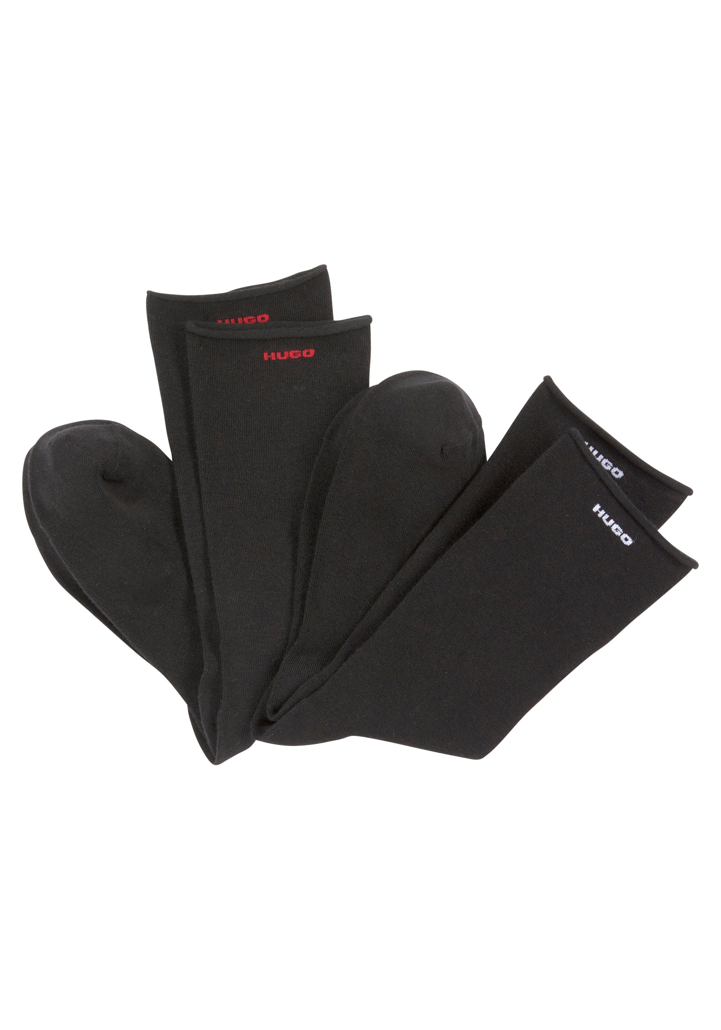 HUGO Freizeitsocken 2P RS UNI CC W (Packung, 2-Paar, 2er Pack) mit gerolltem Bündchen