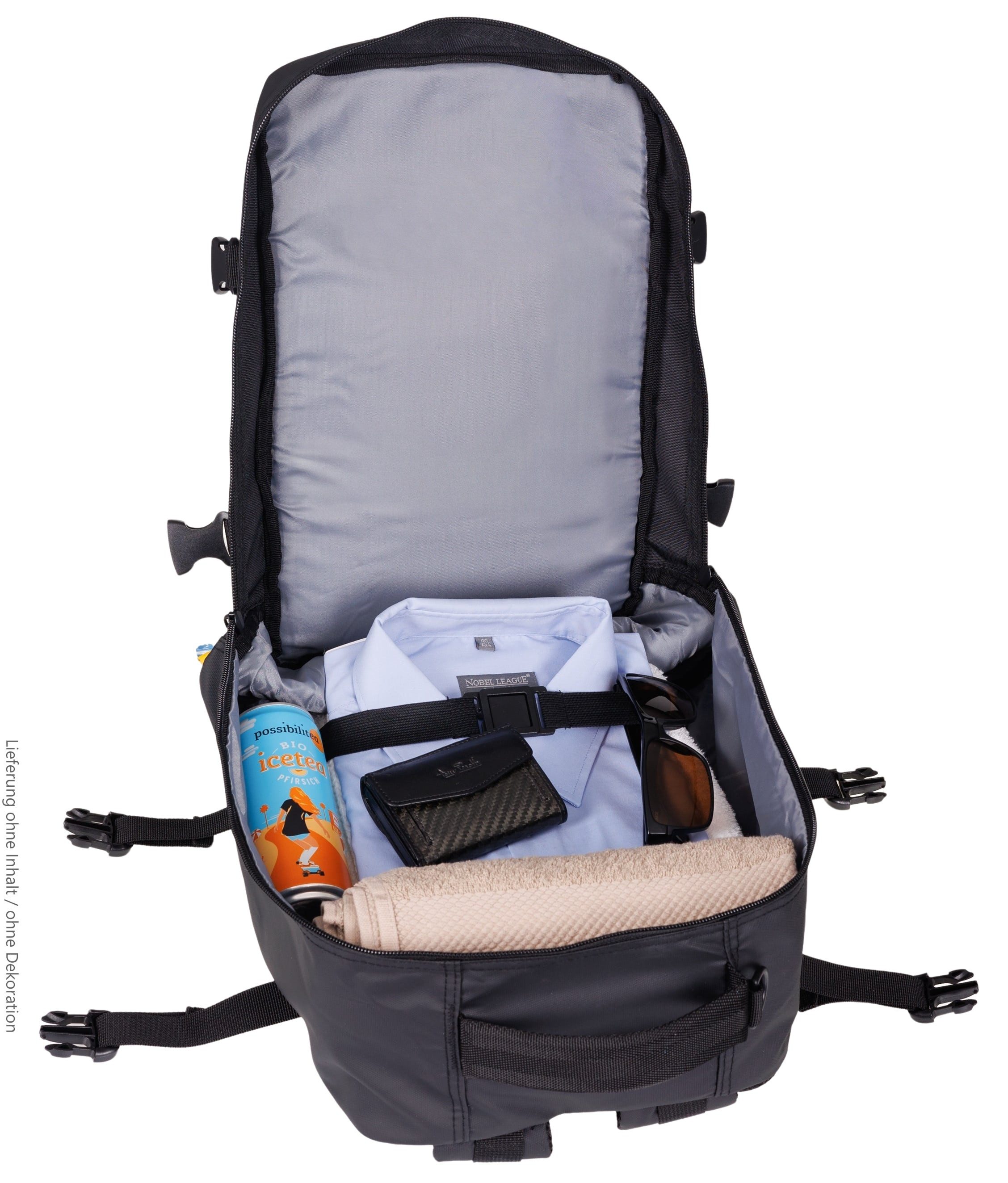 BestWay Bags Reiserucksack Handgepäck Rucksack für Ryanair aus Plane, Cabin Pro Flugzeug Kabinenrucksack Laptoprucksack 40350 + Koffergurt