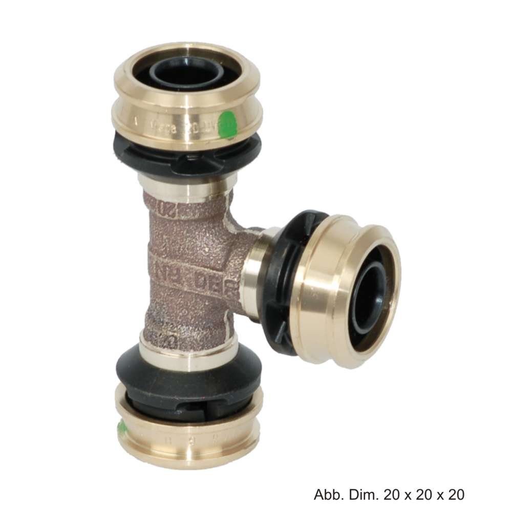 Viega Wasserrohr Viega Raxofix T-Stück, Modell 5318, Rotguss, 25 mm x 25 mm x 16 mm
