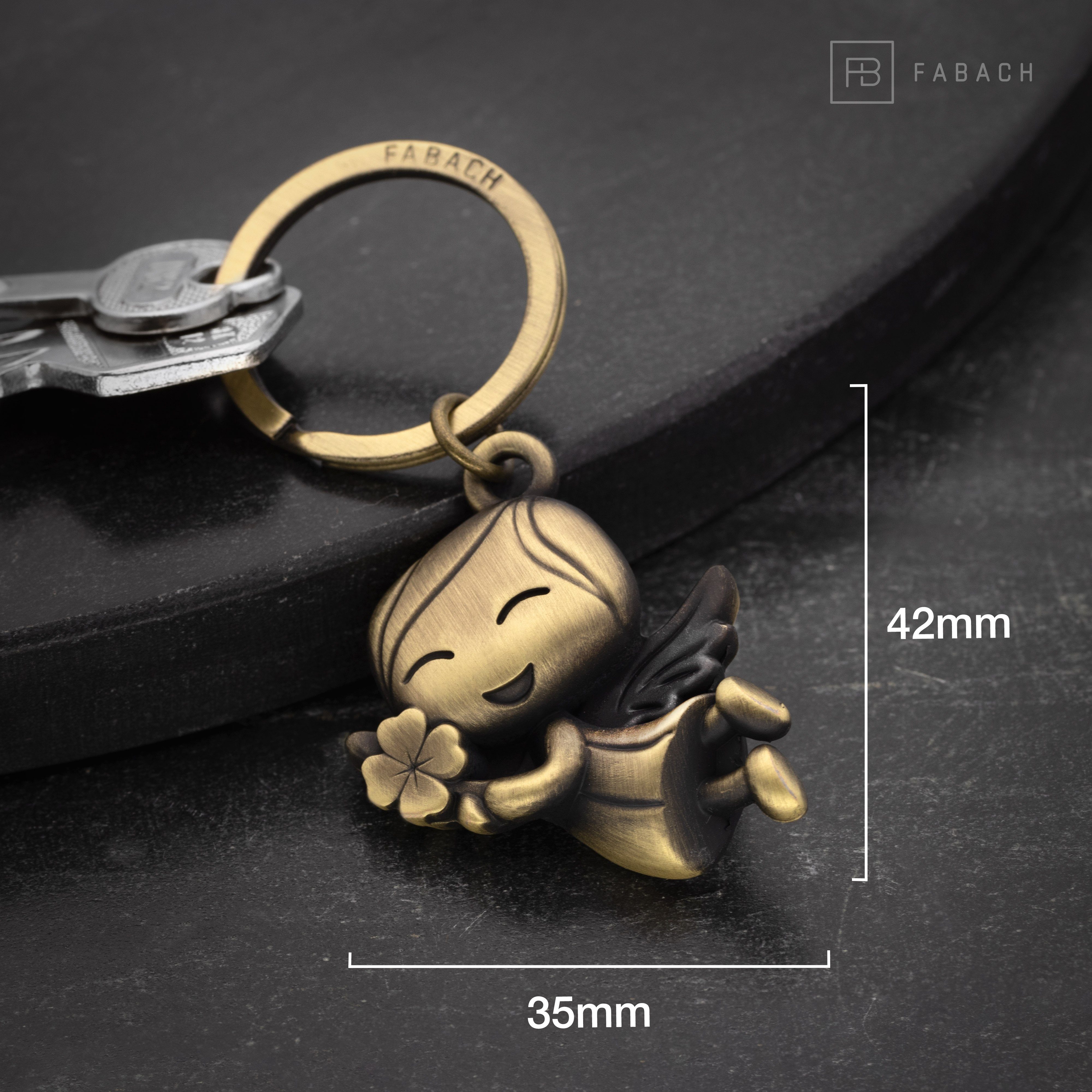 FABACH Schlüsselanhänger Schutzengel Lucky mit Kleeblatt - Glücksengel Glücksbringer Geschenk