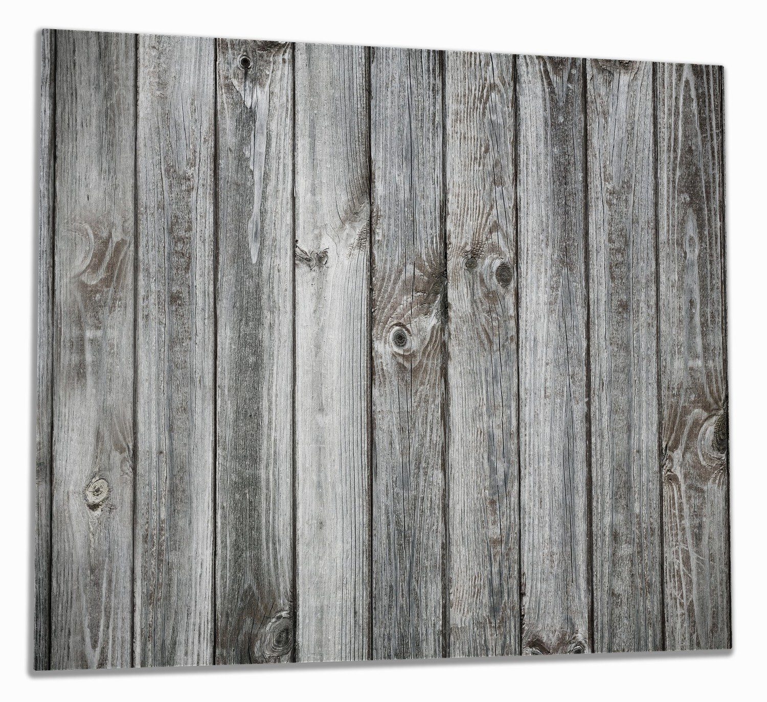 Wallario Herd-Abdeckplatte Holz-Optik Textur hellgraues Holz Paneele Dielen mit Asteinschlüssen, ESG-Sicherheitsglas, (Glasplatte, 1 tlg., inkl. 5mm Noppen), verschiedene Größen