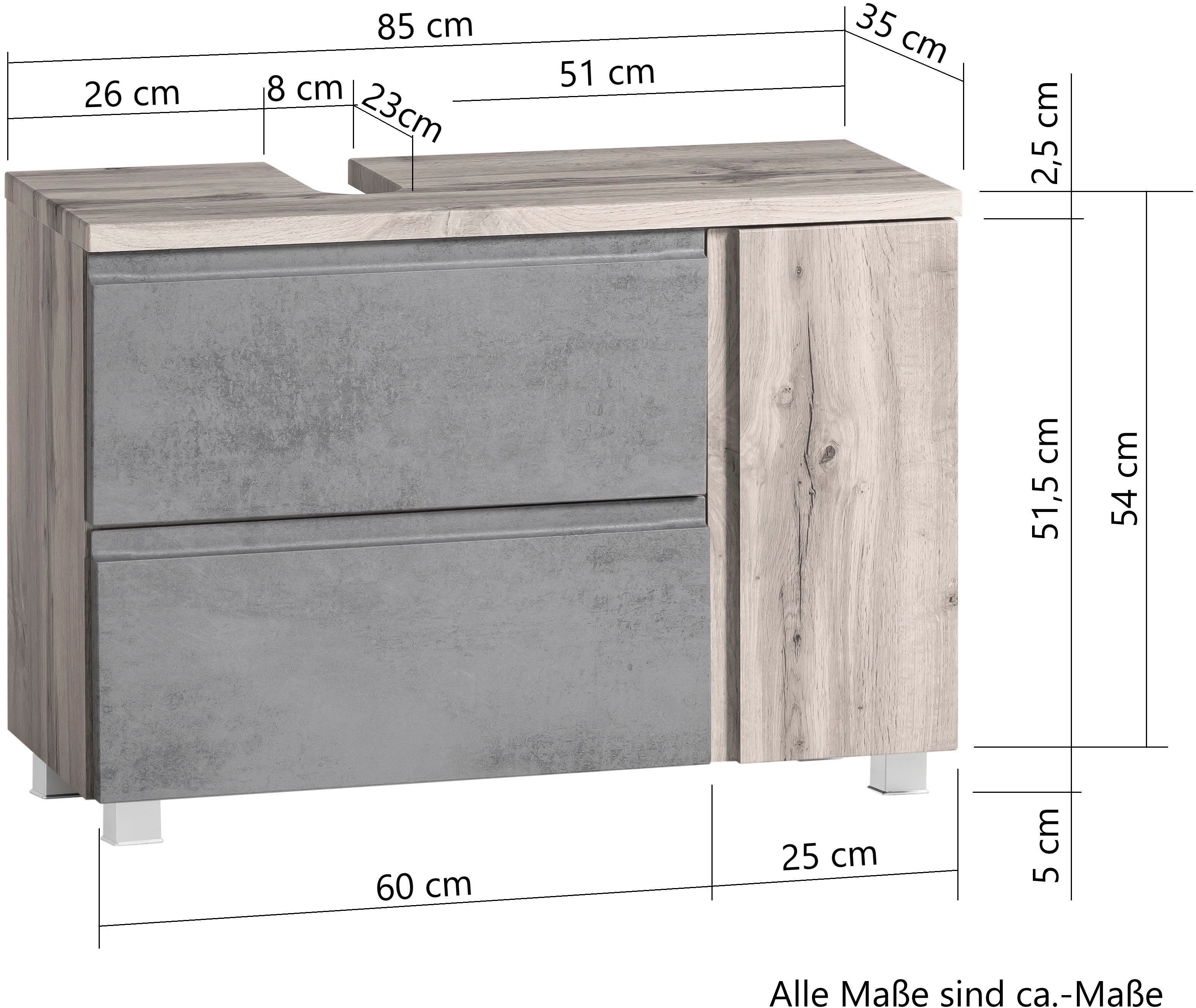 beton Sölden HELD MÖBEL Waschbeckenunterschrank Oxid