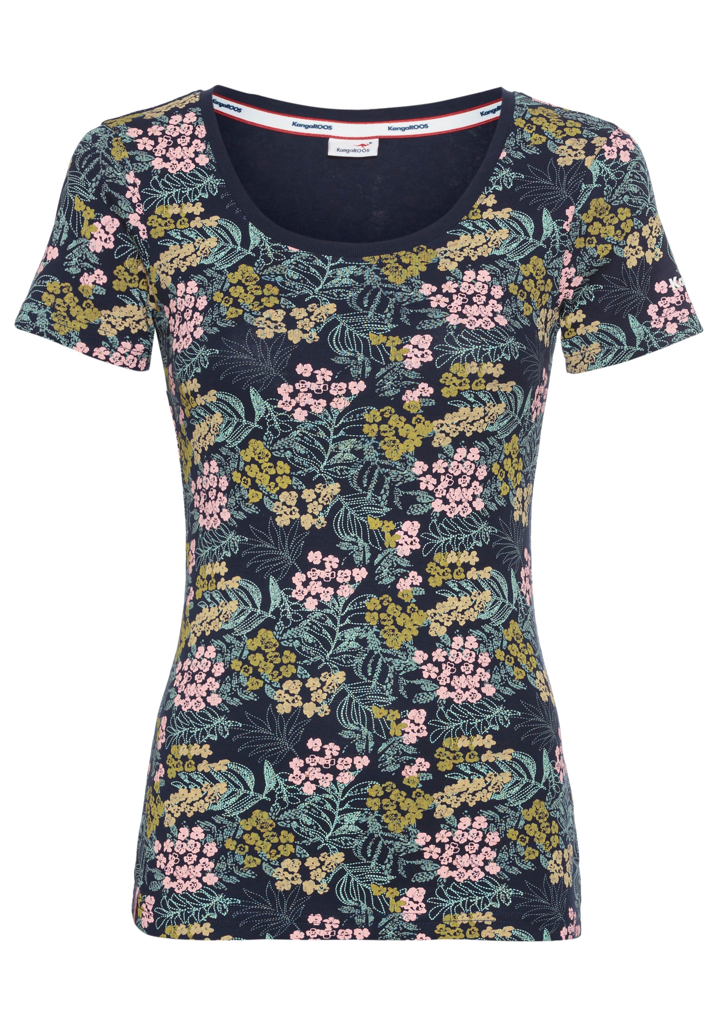 KangaROOS Kurzarmshirt mit geblümten Allover-Print. Reduzierter Preis € 14,99. Unverbindliche Preisempfehlung € 19,99