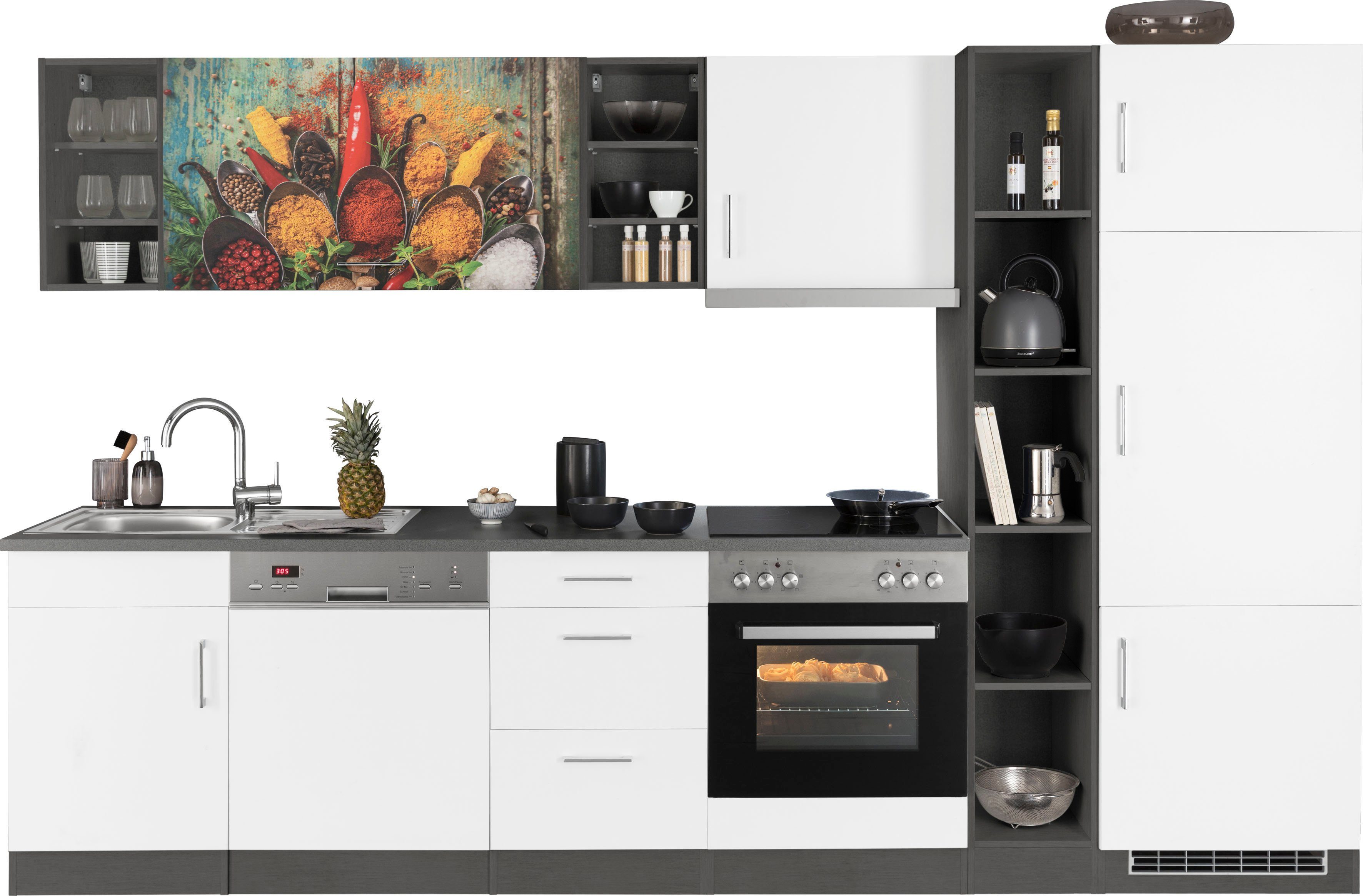 HELD MÖBEL Küchenzeile »Paris«, mit E-Geräten, Breite 310 cm-HomeTrends