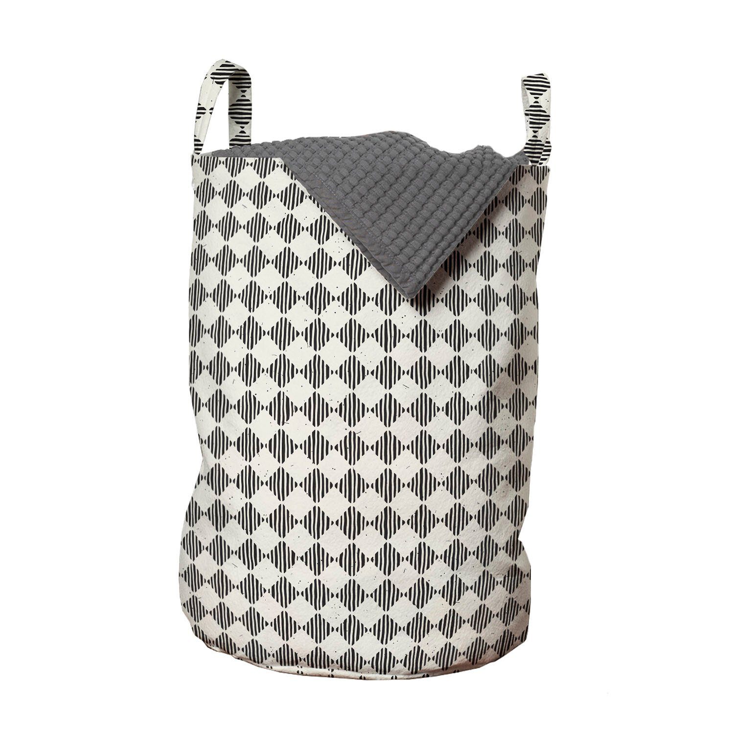 Abakuhaus Wäschesäckchen Wäschekorb mit Griffen Kordelzugverschluss für Waschsalons, Geometrisch Grunge Striped Rhombuses