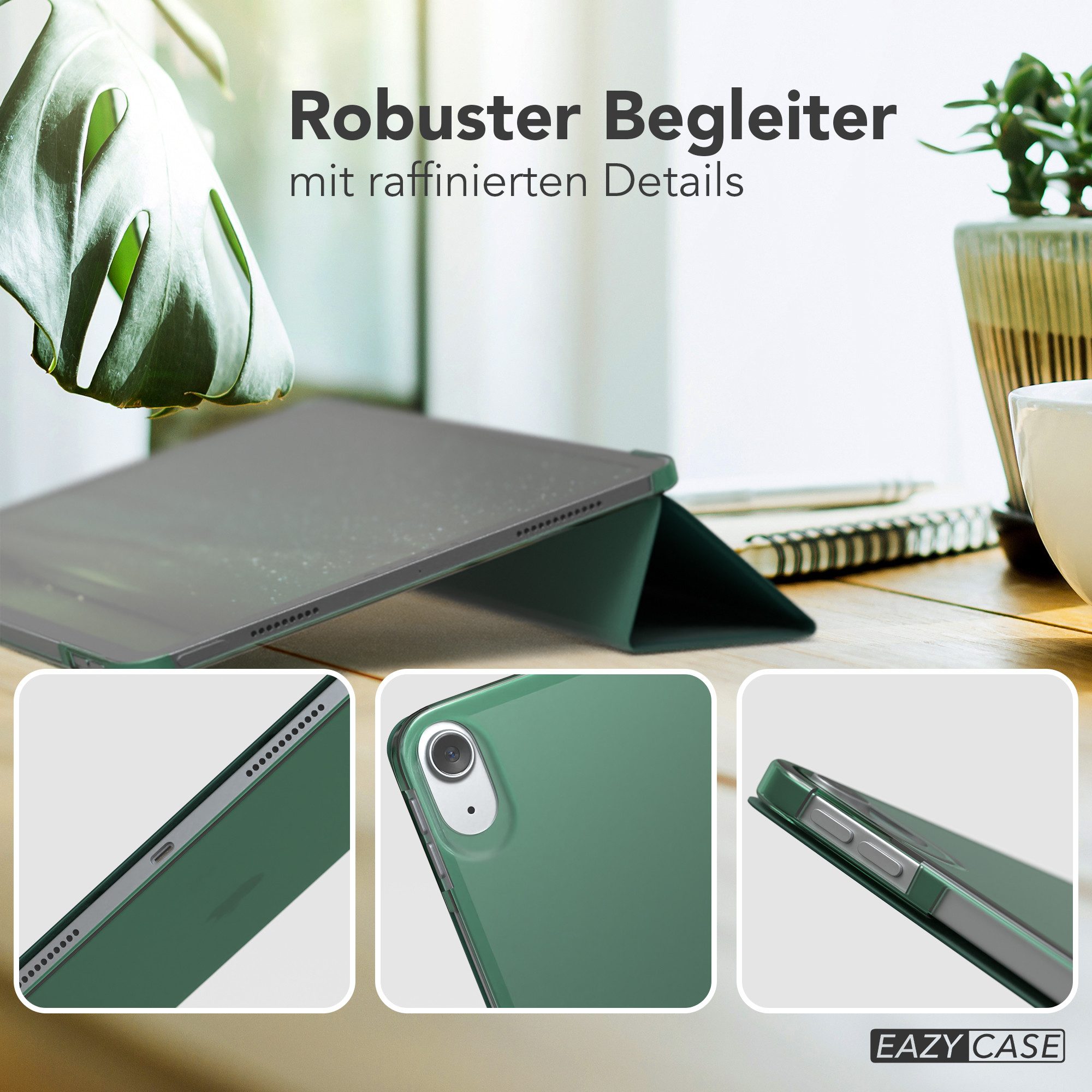EAZY CASE Tablet-Hülle Smartcase für Apple iPad Air 11 (2026) 11 Zoll, Tablet Schutzhülle aufstellbar Flip Cover Bookstyle Hülle Dunkelgrün – Bild 4 von 5