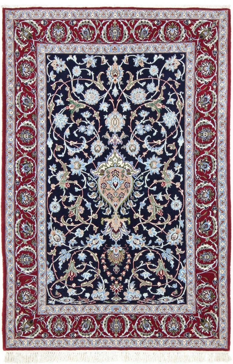 Orientteppich Isfahan Seidenkette 111x170 Handgeknüpfter Orientteppich, Nain Trading, rechteckig, Höhe: 6 mm