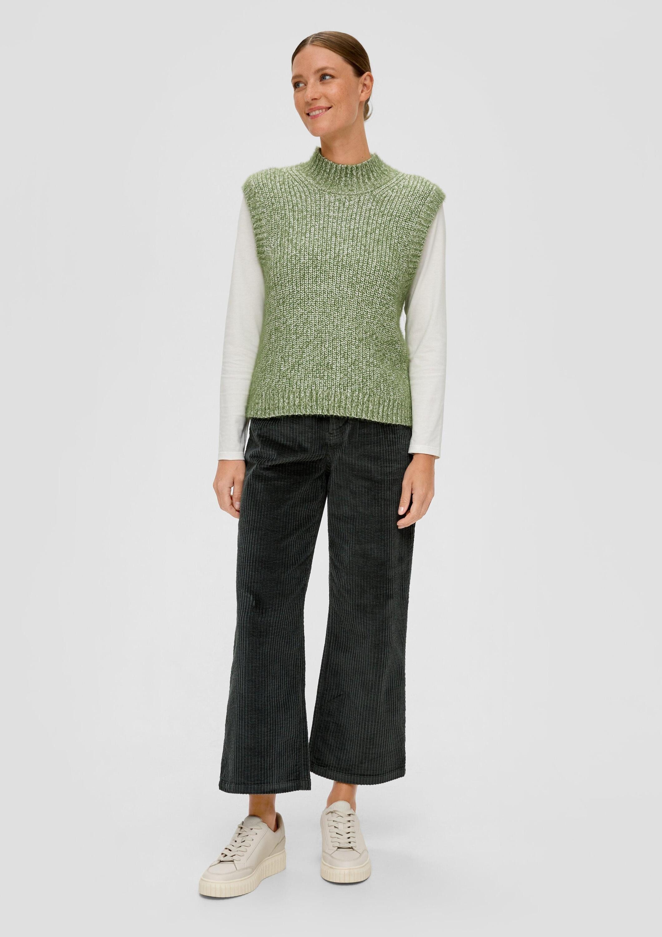 s.Oliver Rundhalspullover Strickpullunder Pullunder aus Rippstrick