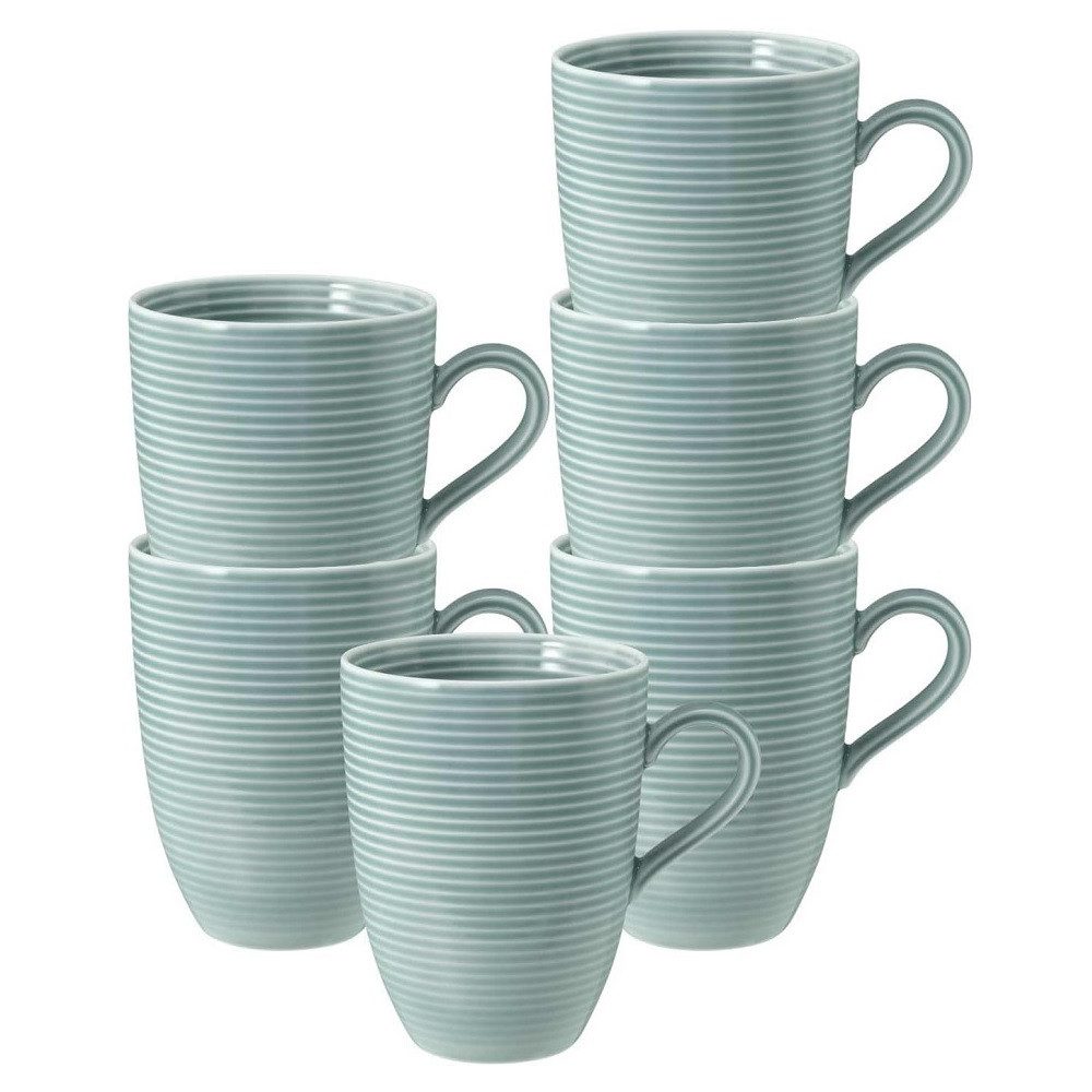Seltmann Weiden Becher Seltmann Weiden Beat Arktisblau Becher mit Henkel 0,35l 6er Set, Porzellan