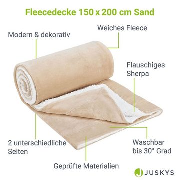 Tagesdecke Fleecedecke 150x200 cm, Juskys, doppelseitige Decke, mit Sherpa und Fleece, kuschelig und weich