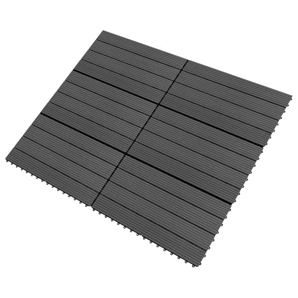 furnicato Bodenfliese Terrassenfliesen 6 Stk. WPC 60x30 cm 1,08 m² Schwarz, 60x30, Schwarz