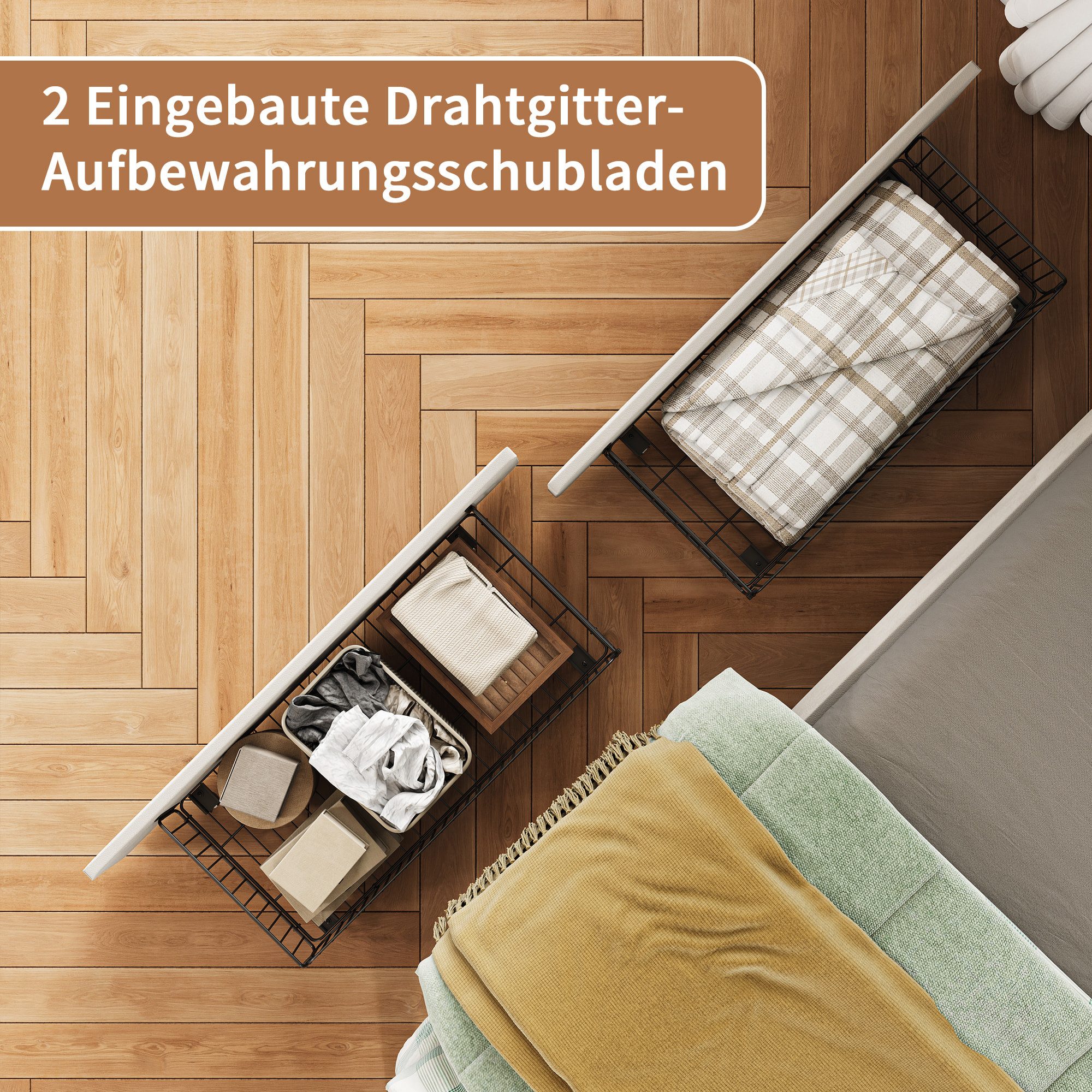 Simurq Daybed Tagesbett 90x200 mit Schubladen, Gästebett, Jugendbett, Polsterbett, Mit Lattenrost, USB Port & LED, samt, L-Form – Bild 4 von 5