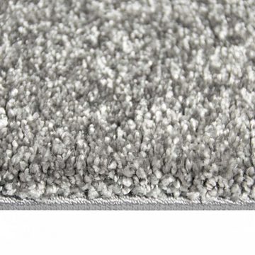 Teppich Moderner Designer Wohnzimmer-Teppich im Uni Design in silber, Teppich-Traum, rechteckig, Strapazierfähig, Pflegeleicht, Hautsympathisch