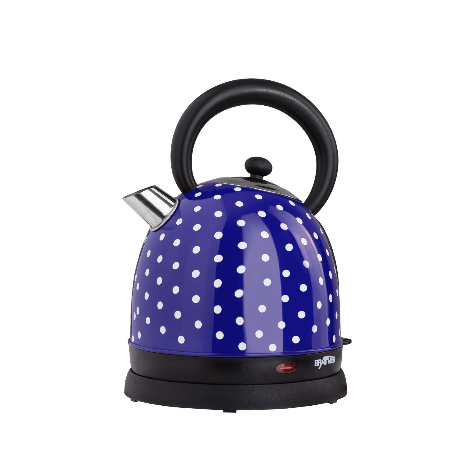 Grafner Wasserkocher Grafner® Retro-Wasserkocher 1,8 Liter 2200 Watt Blau Pünktchen WK10862, 2200 W, Fassungsvermögen: 1,8 Liter