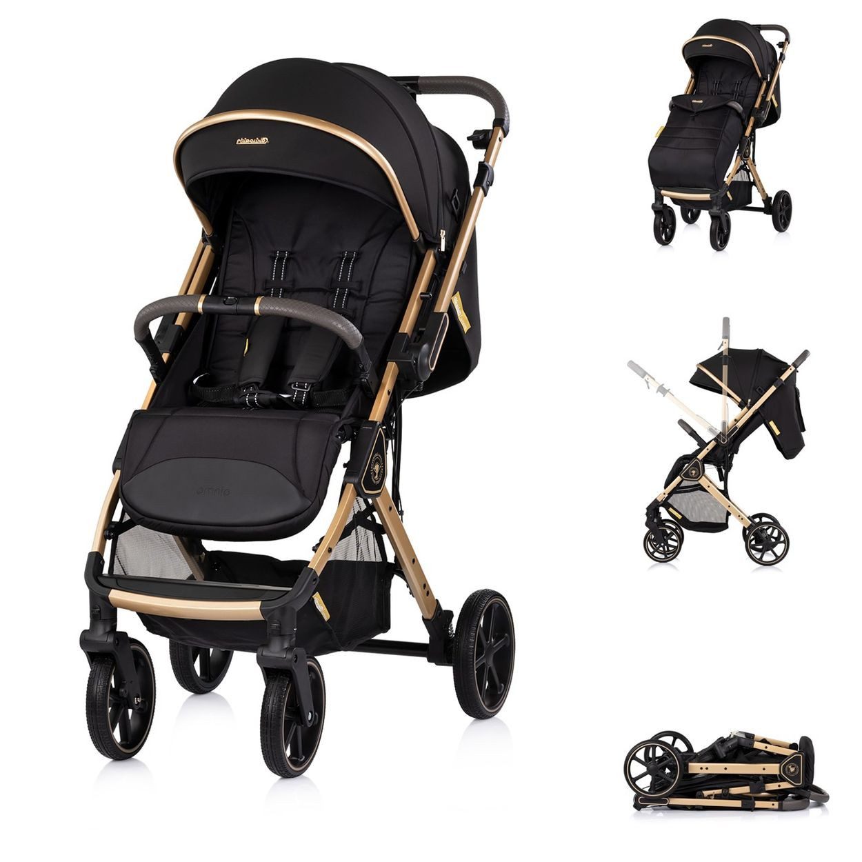 Chipolino Kinder-Buggy Omnia, 5-Punkt-Gurt, Sonnendach, kompakt faltbar, Rückenlehne verstellbar