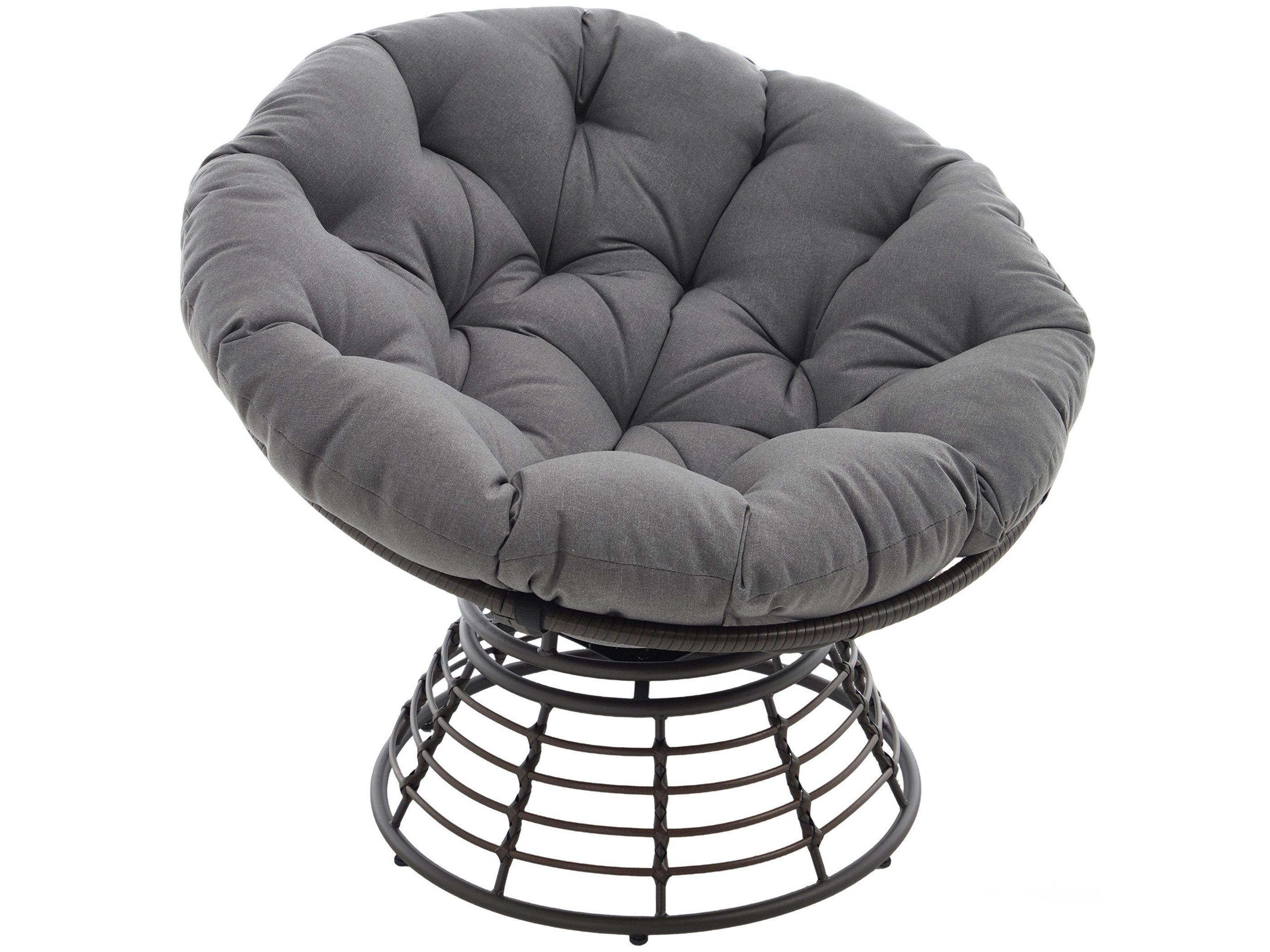 SeedWave 360° Drehbarer Papasan-Sessel Stahlgestell mit 92cm Trennbarem Polster, Relaxsessel für Balkon, Garten, Terrasse