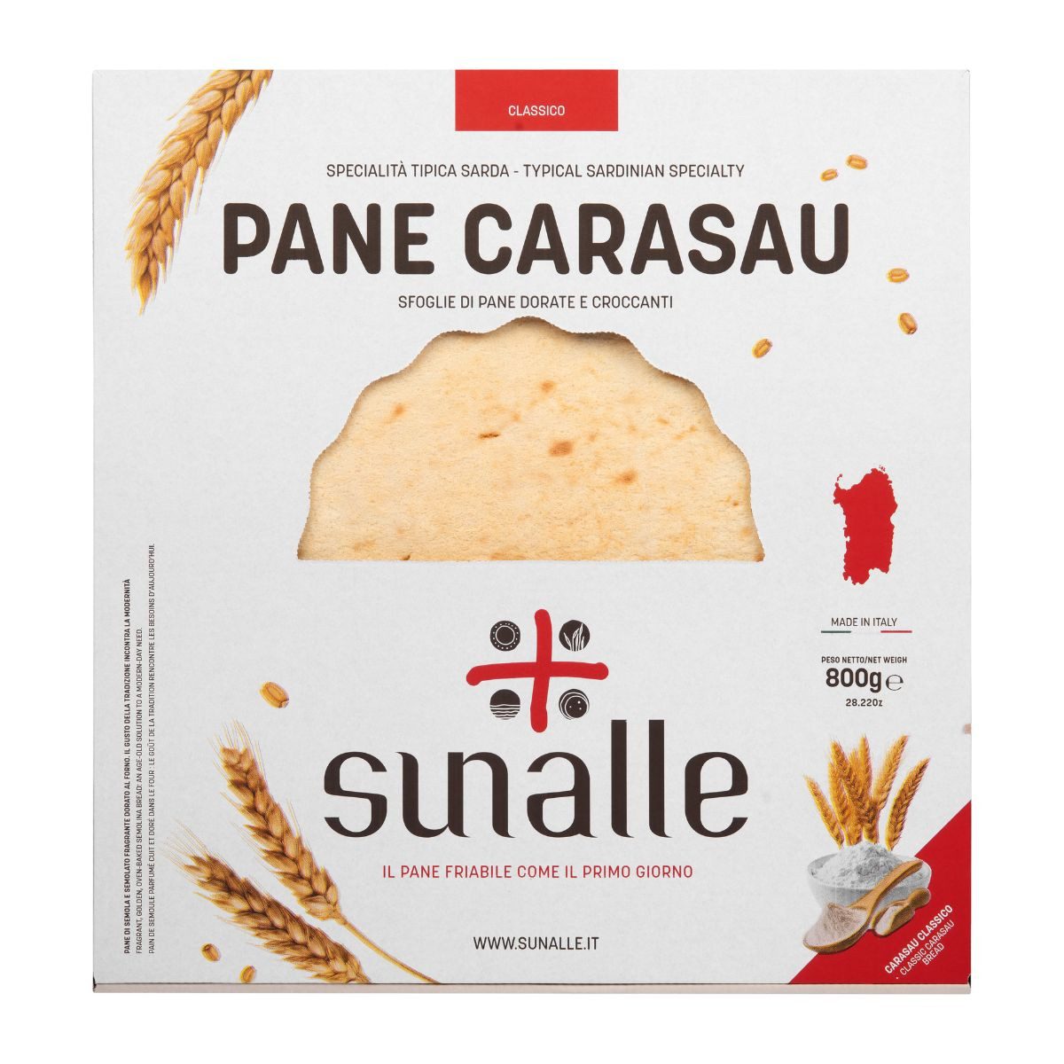 Sunalle Brot Sunalle Pane Carasau Classico traditionelles Brot aus Sardinien, 1 x 800 g