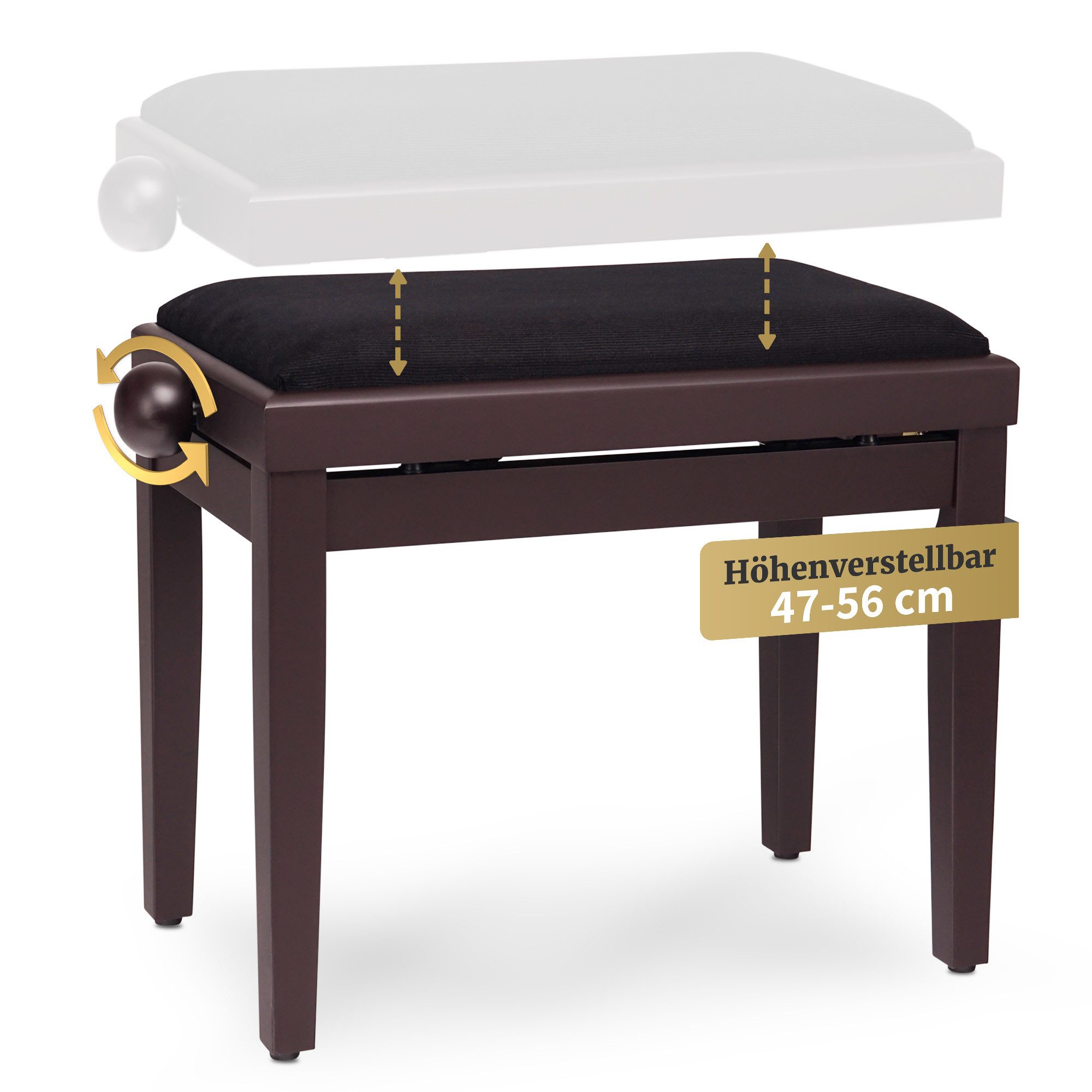 Klavierbank Classic Cantabile Pianobank Rosenholz Matt