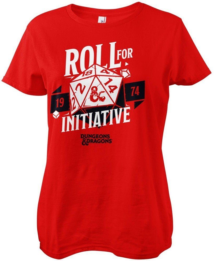 DUNGEONS & For Roll T-Shirt D&D Tee Initiative Red DRAGONS Girly