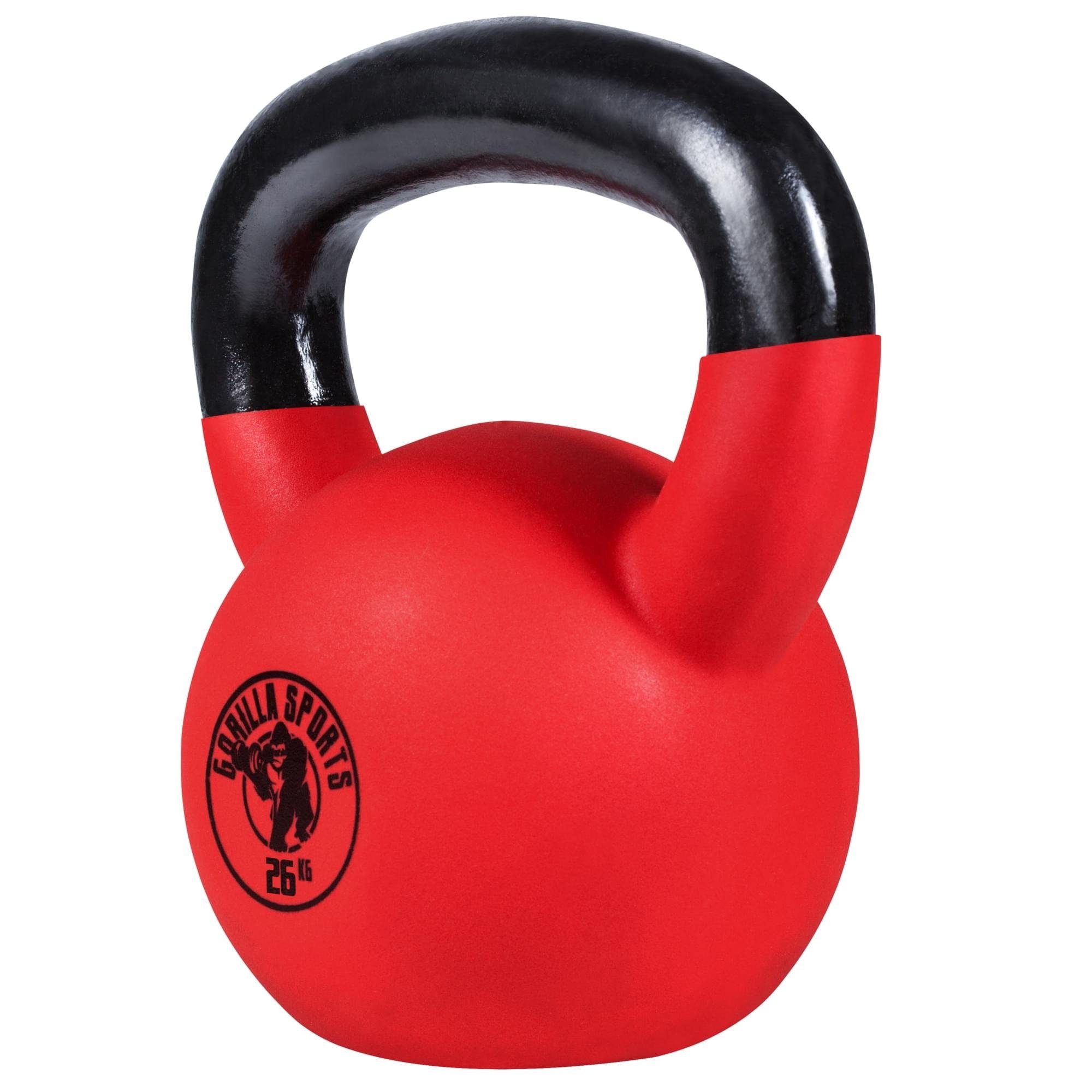 GORILLA SPORTS Kettlebell 2 - 32 kg Gewichte, Gusseisen, Neopren - Kugelhantel, Schwunghantel, (Einzeln / Set) 26 kg