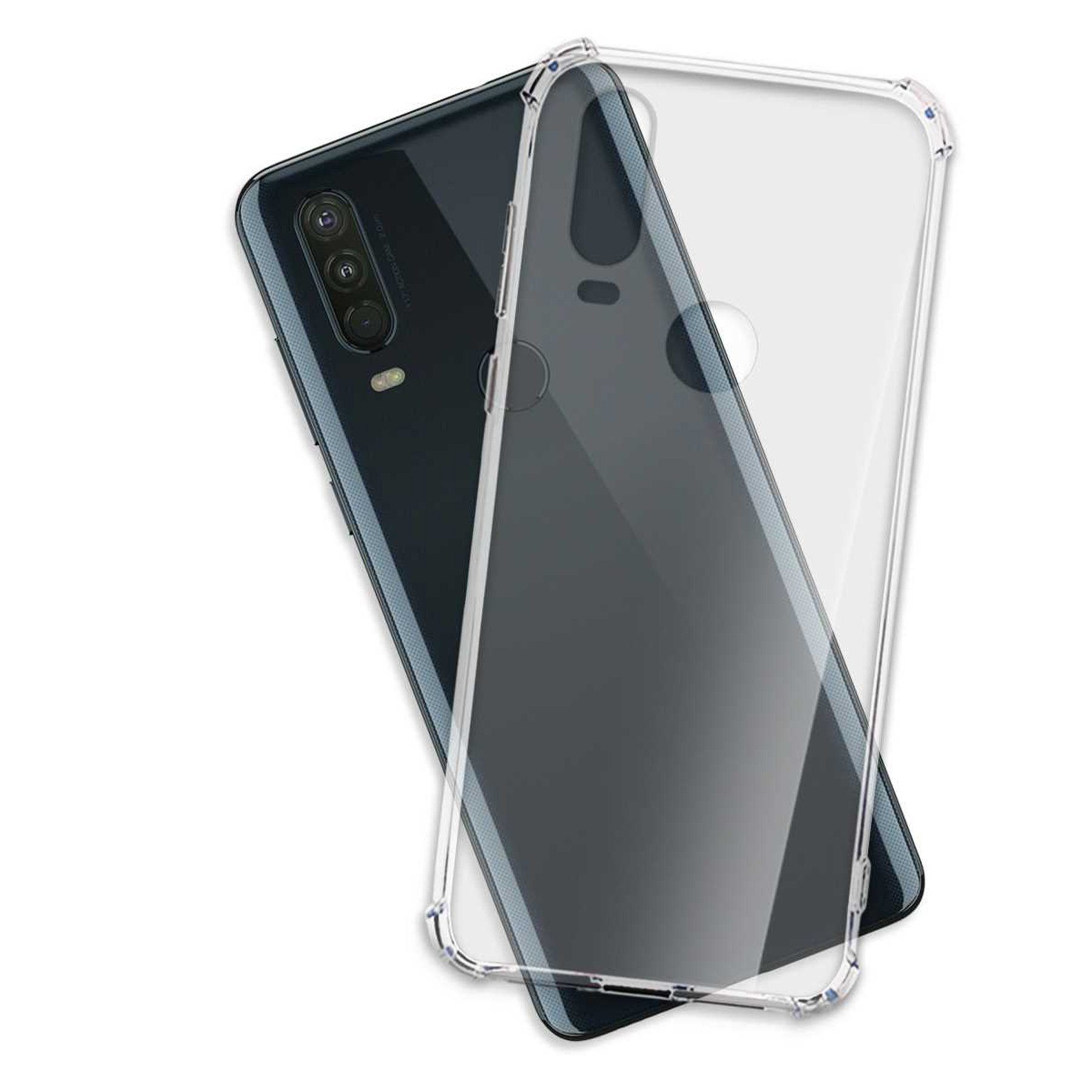 mtb more energy Smartphone-Hülle Clear Armor Case für Motorola One Action, Transparente TPU Schutzhülle Case Backcover mit Anti-Shock Verstärkung